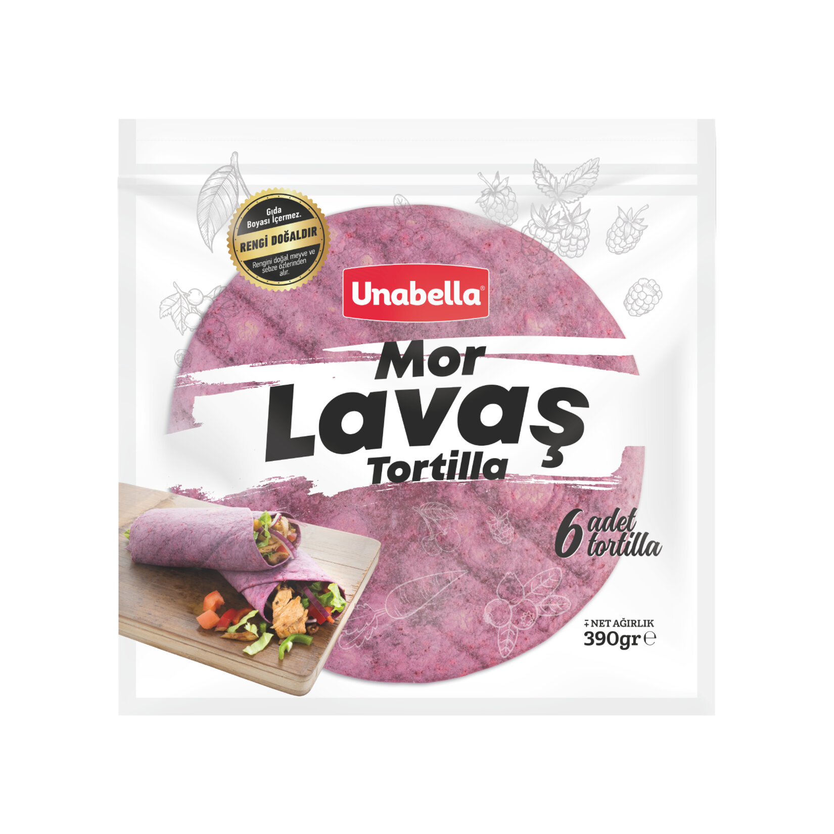 Unabella 6'lı Mor Lavaş Tortilla 390 G