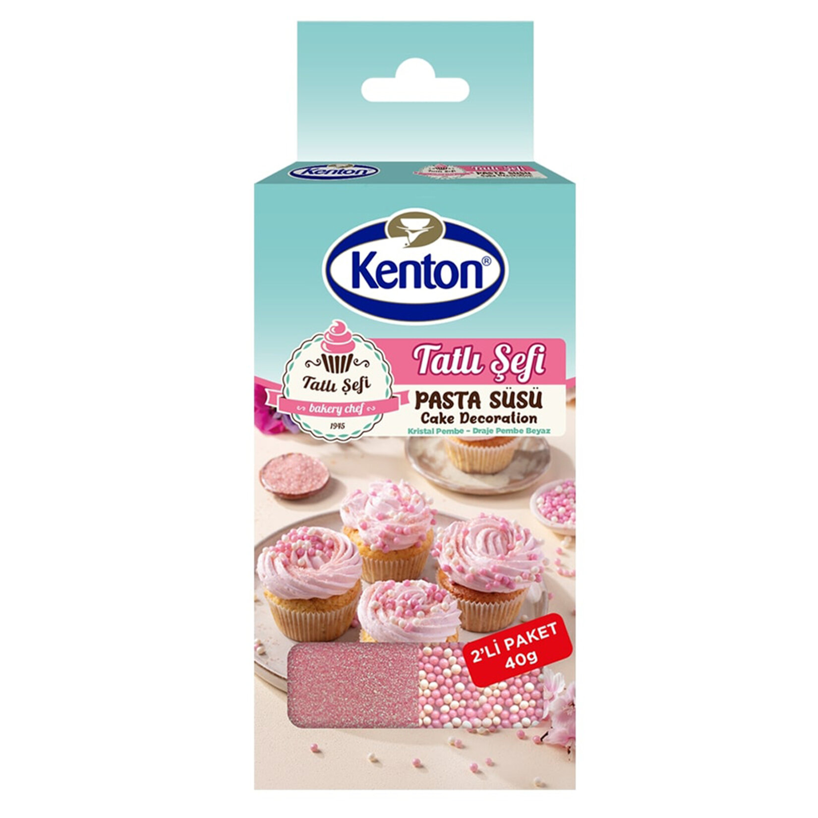 Kenton Pasta Süsü Pembe - Beyaz Draje 40 G
