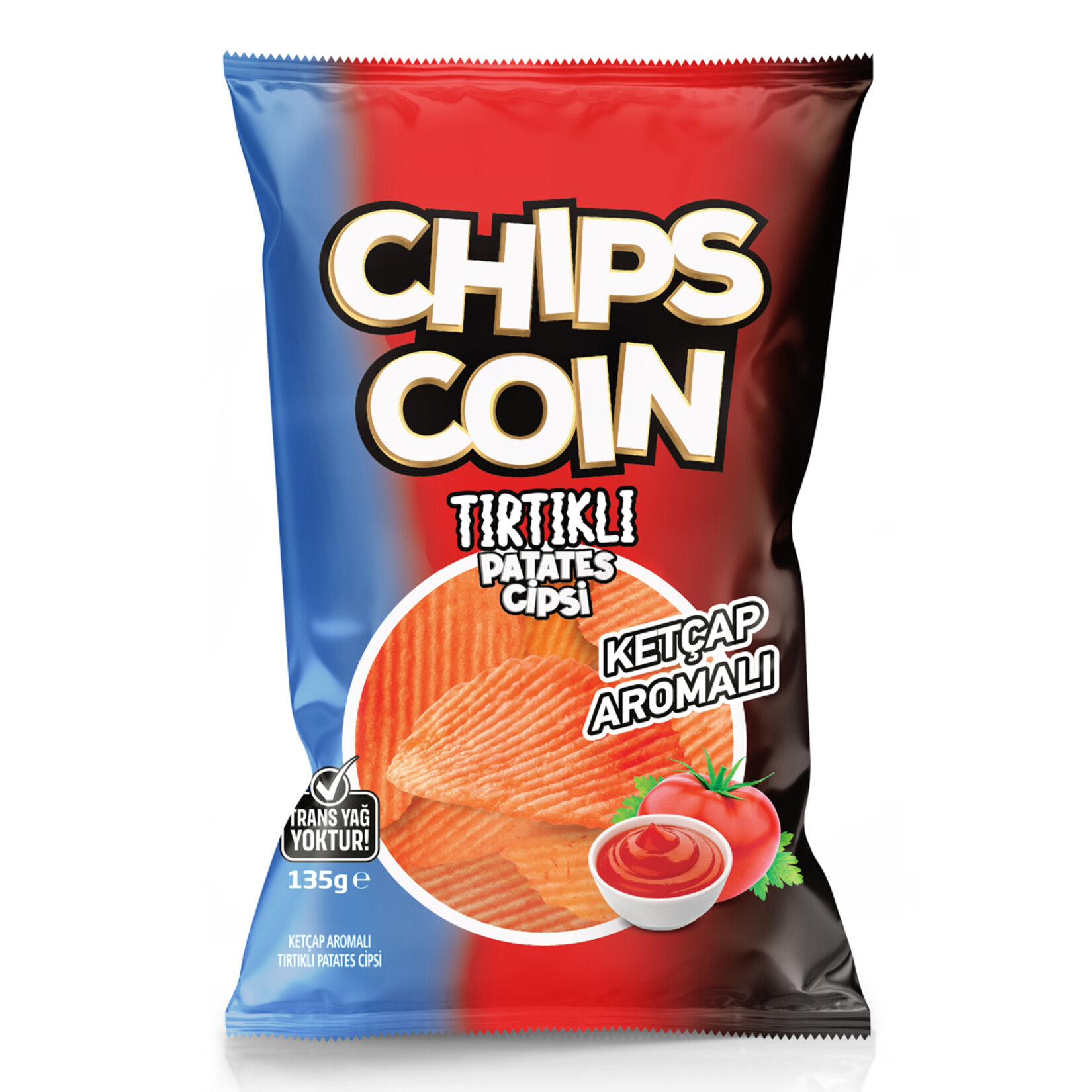 Chips Coin Tırtıklı Patates Cipsi Ketçap Aromalı 135 G