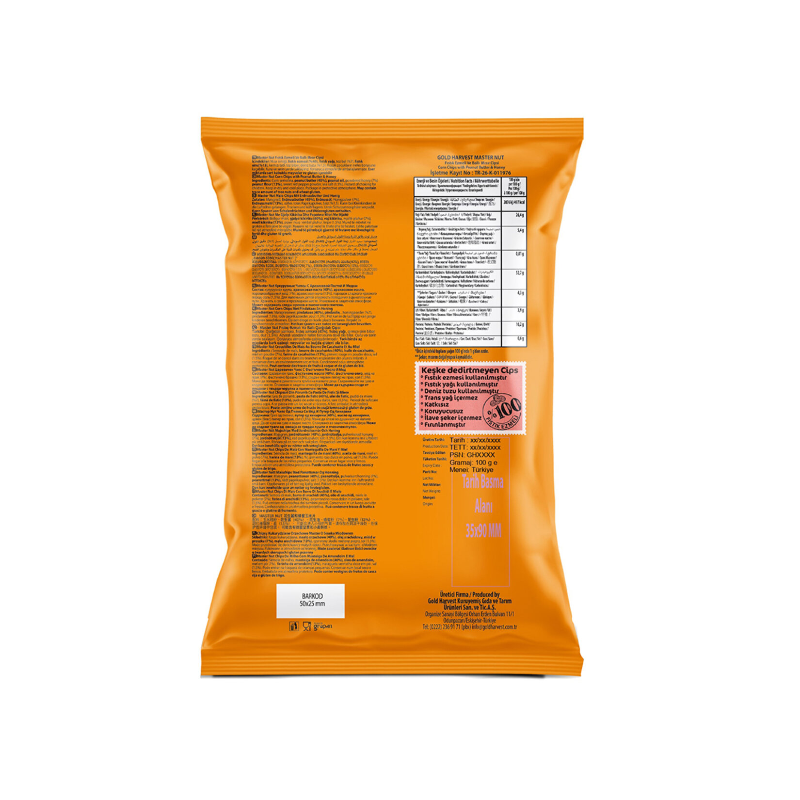 Master Nut Fıstık Ezmeli Ballı Mısır Cipsi 90 G - Görsel 2