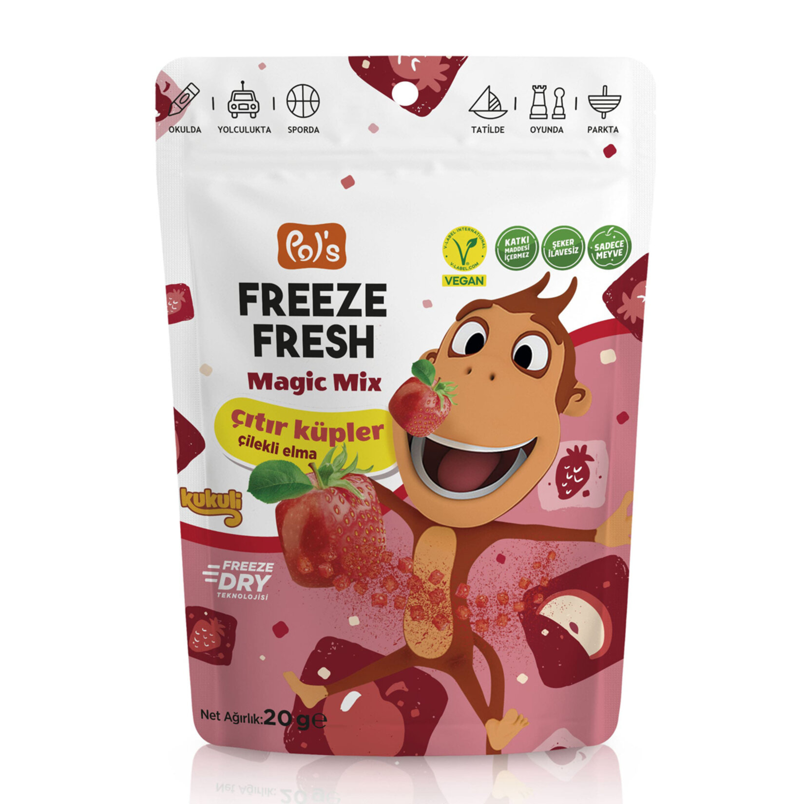 Pol'S Freeze Fresh Çıtır Küp Çilekli Elma 20G