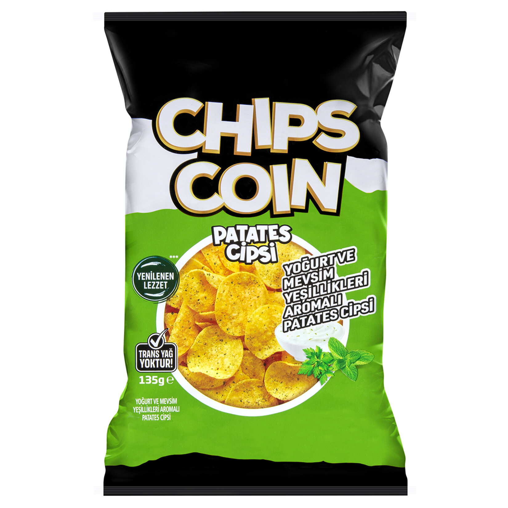 Chips Coin Yoğurt Mevsim Yeşillikleri Aromalı Patates Cipsi 135 G