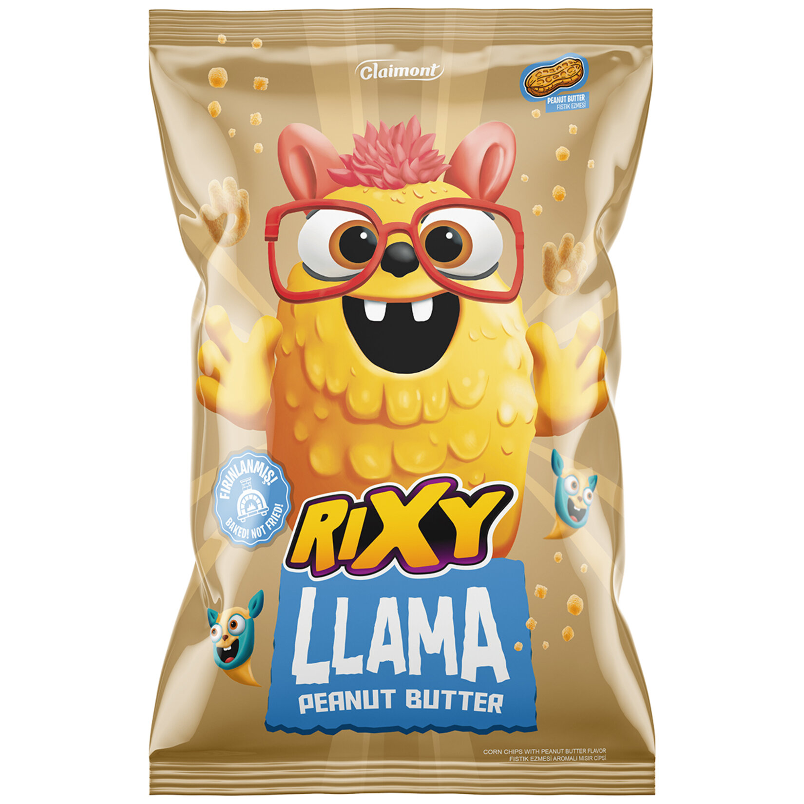 Rixy Llama Fıstık Ezmesi Aromalı Mısır Cipsi 80 G