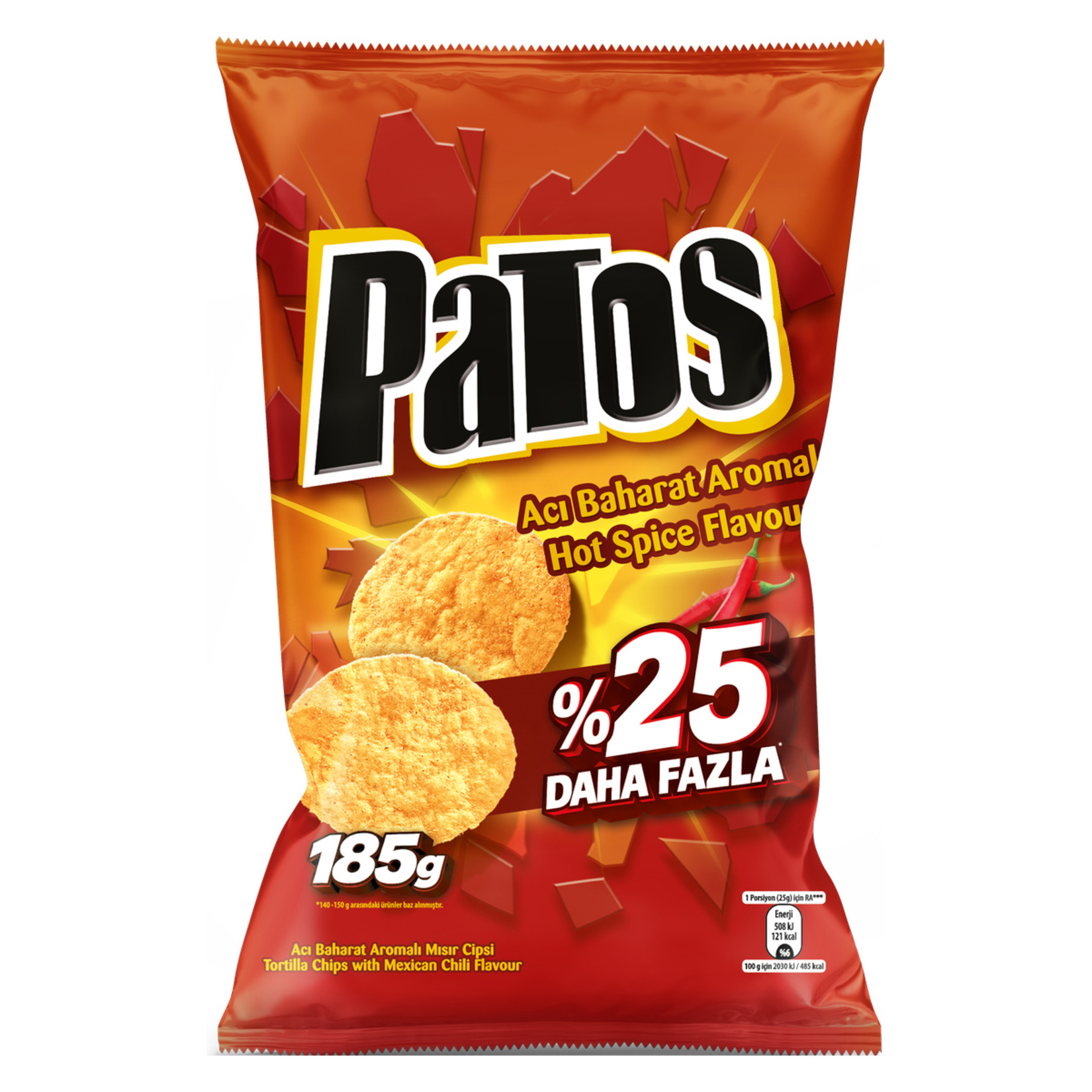 Patos Acı Baharat Aromalı Mısır Cipsi 185 G - Görsel 1