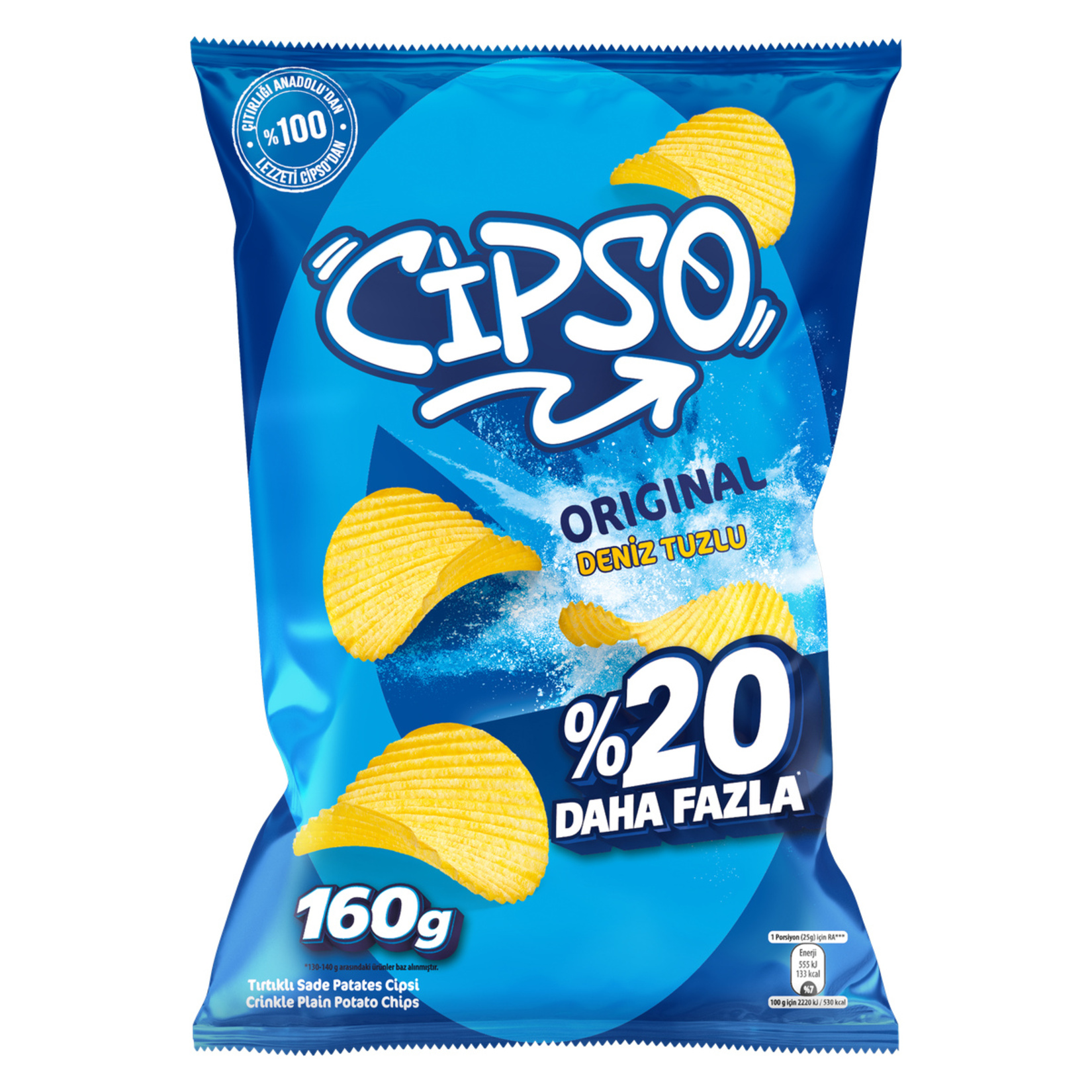 Cipso Tırtıklı Original Deniz Tuzlu Patates Cipsi 160 G - Görsel 1