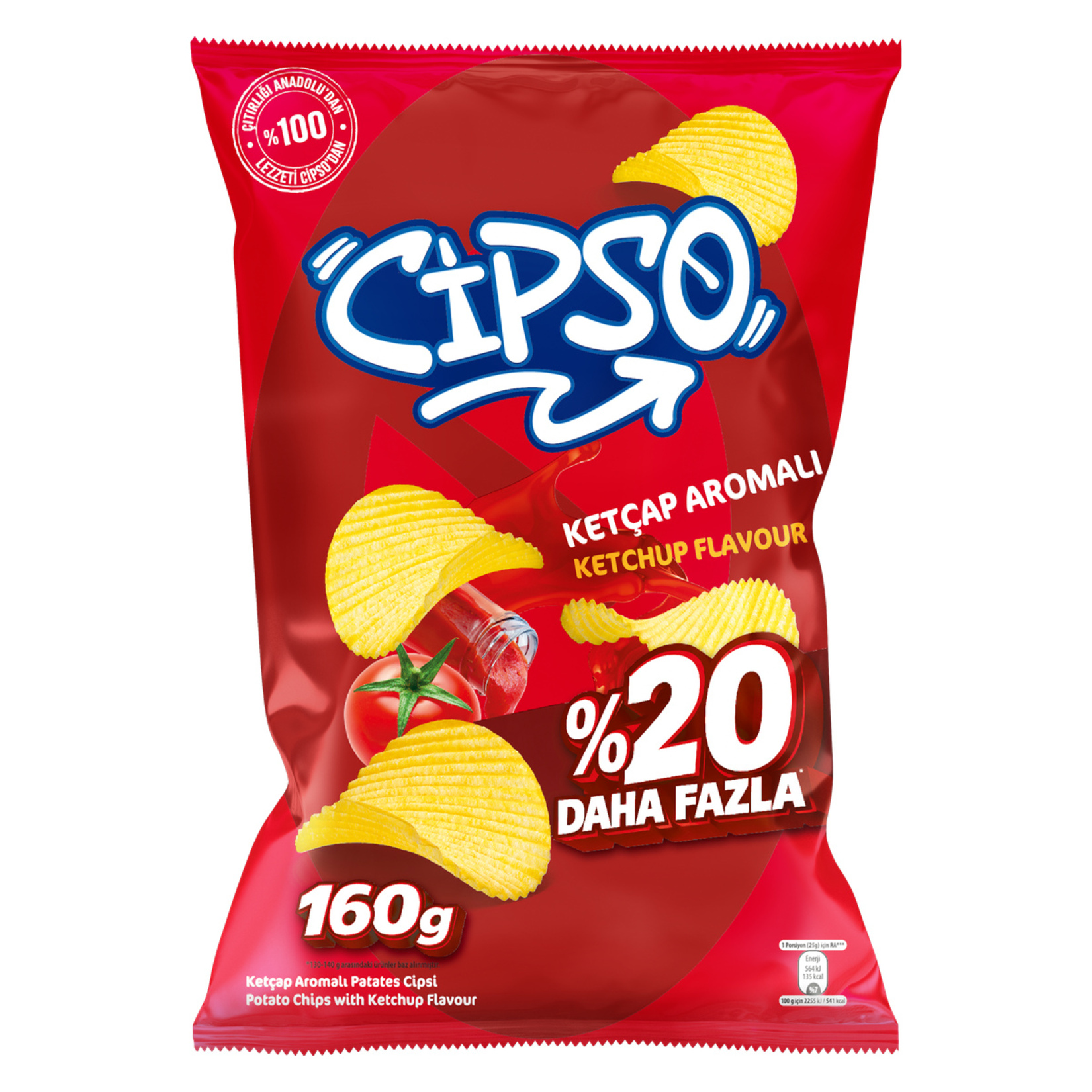 Cipso Tırtıklı Ketçap Aromalı Patates Cipsi 160 G - Görsel 1