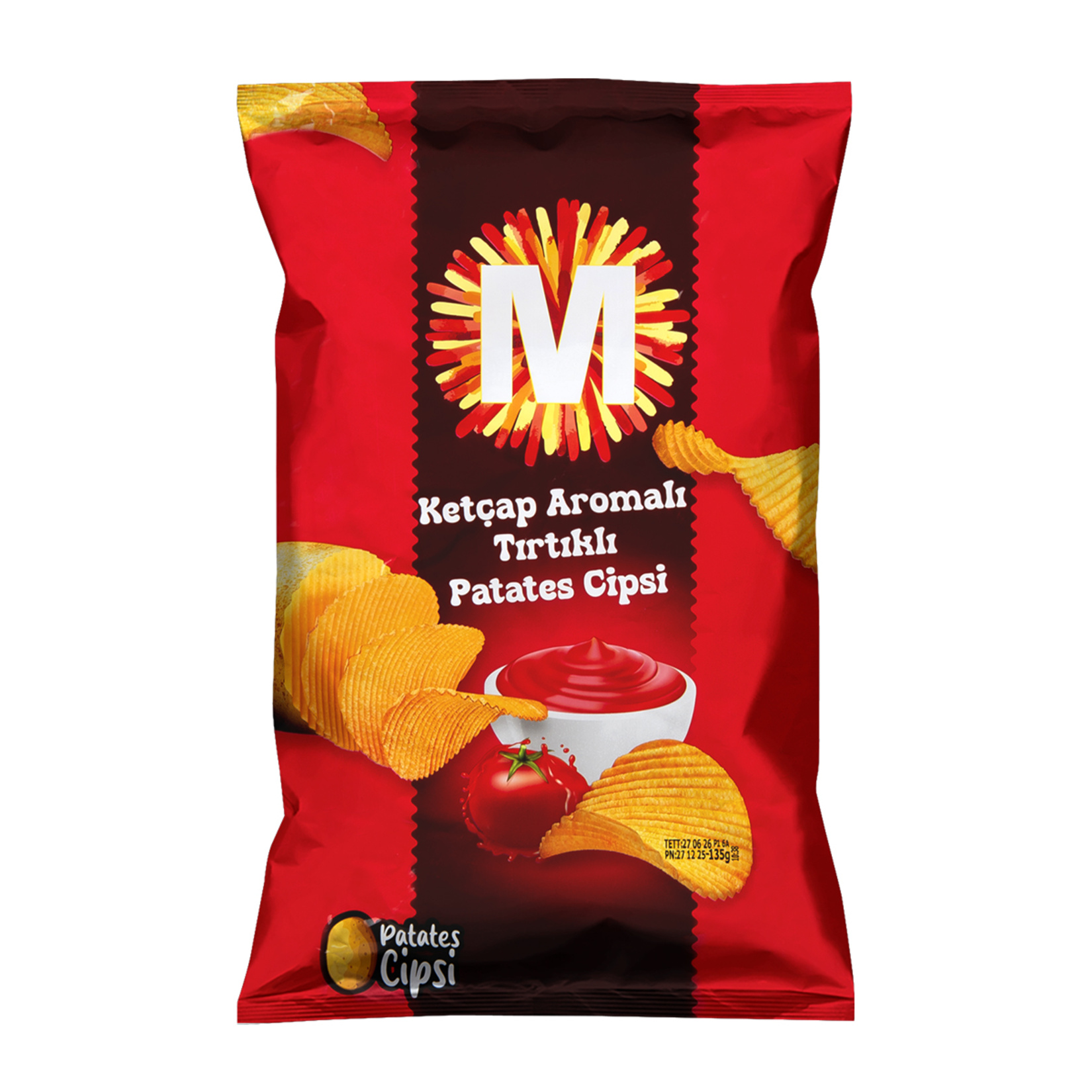 Migros Ketçap Aromalı Tırtıklı Patates Cipsi 135 G - Görsel 1