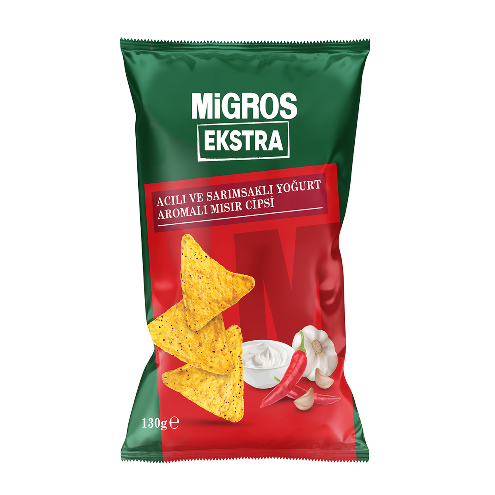Migros Ekstra Acılı Sarımsaklı Yoğurt Aromalı Mısır Cipsi 130 G - Görsel 1