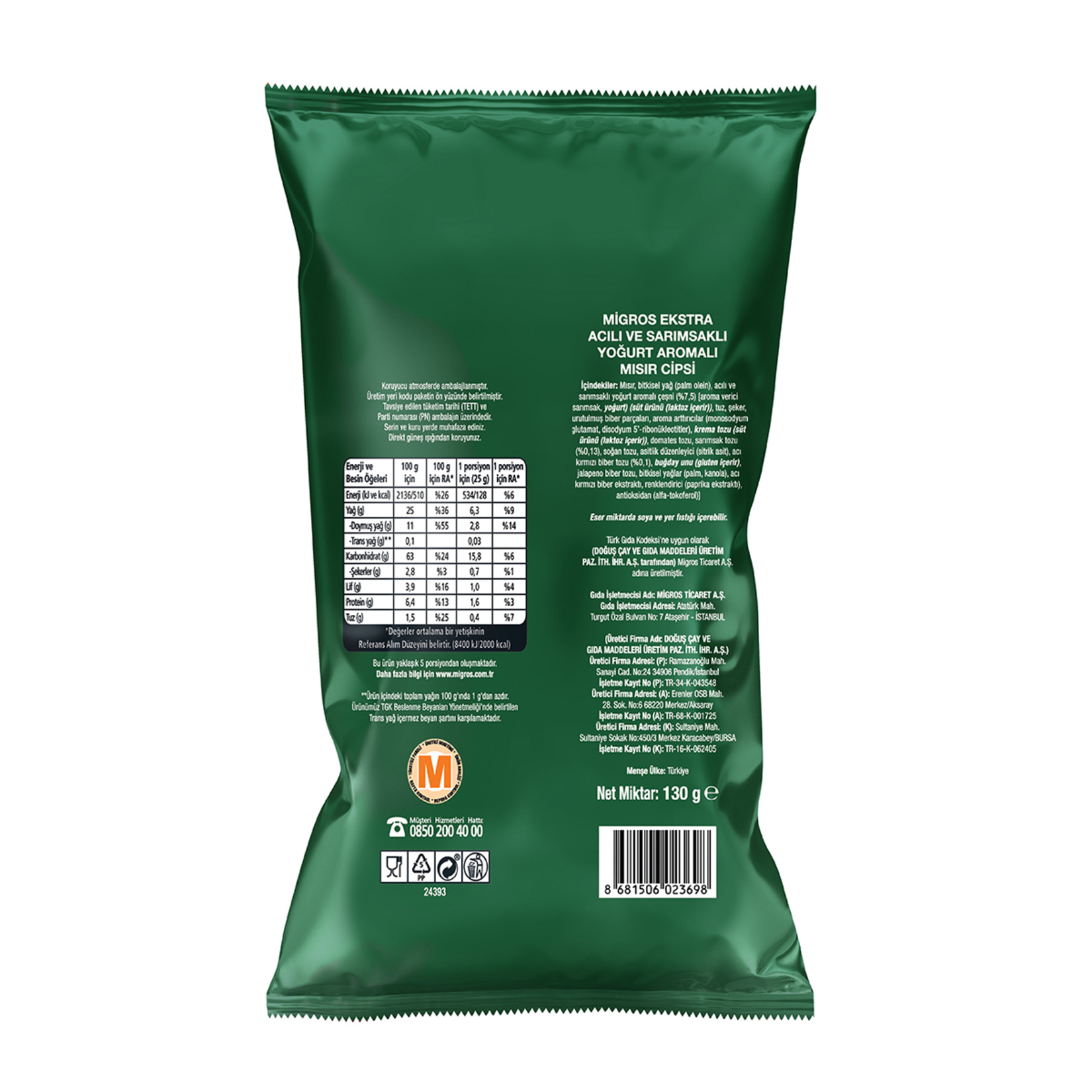 Migros Ekstra Acılı Sarımsaklı Yoğurt Aromalı Mısır Cipsi 130 G - Görsel 2