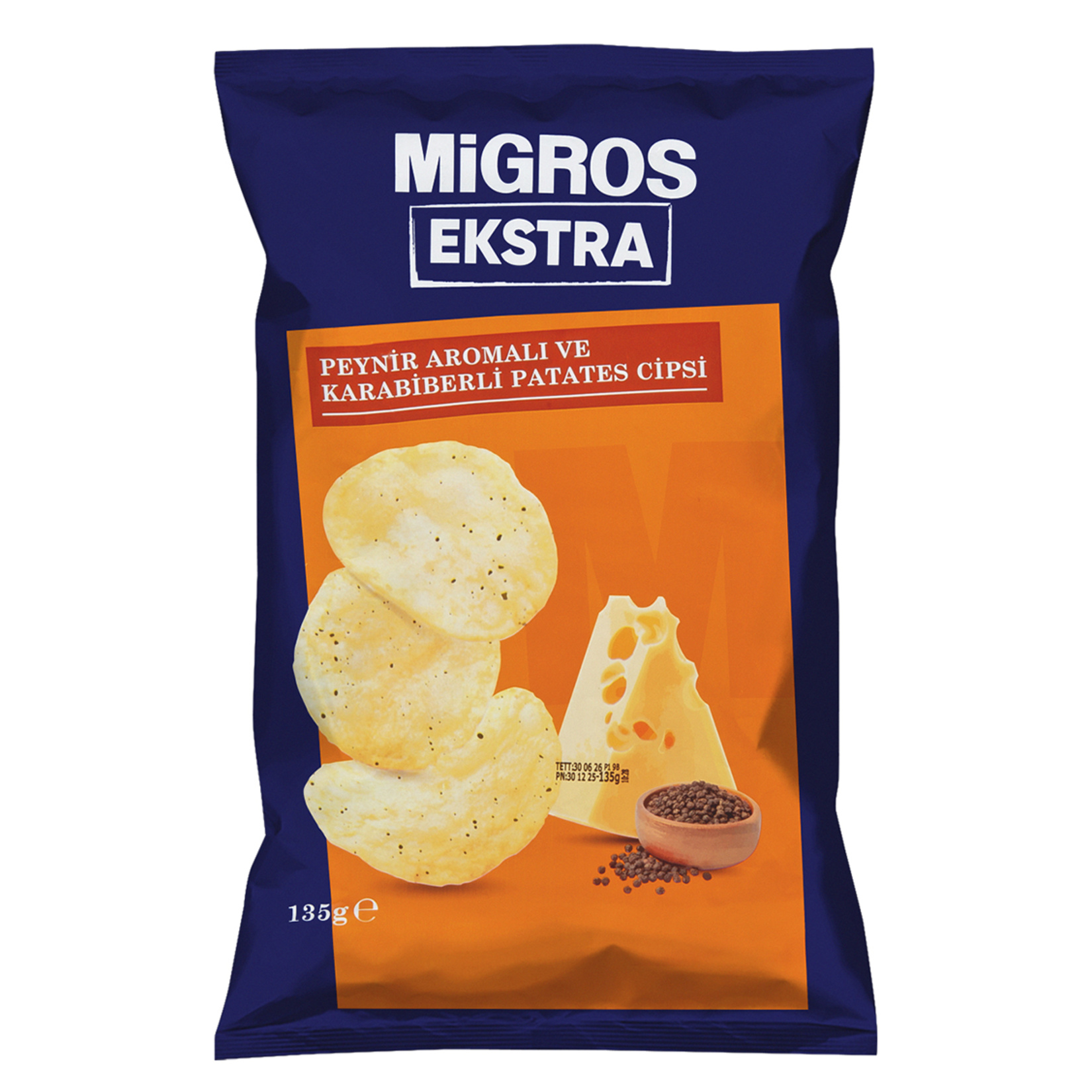 Migros Ekstra Peynir Aromalı ve Karabiberli Patates Cips 135 G - Görsel 1