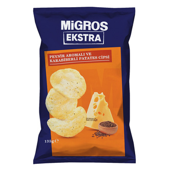 Migros Ekstra Peynir Aromalı ve Karabiberli Patates Cips 135 G 