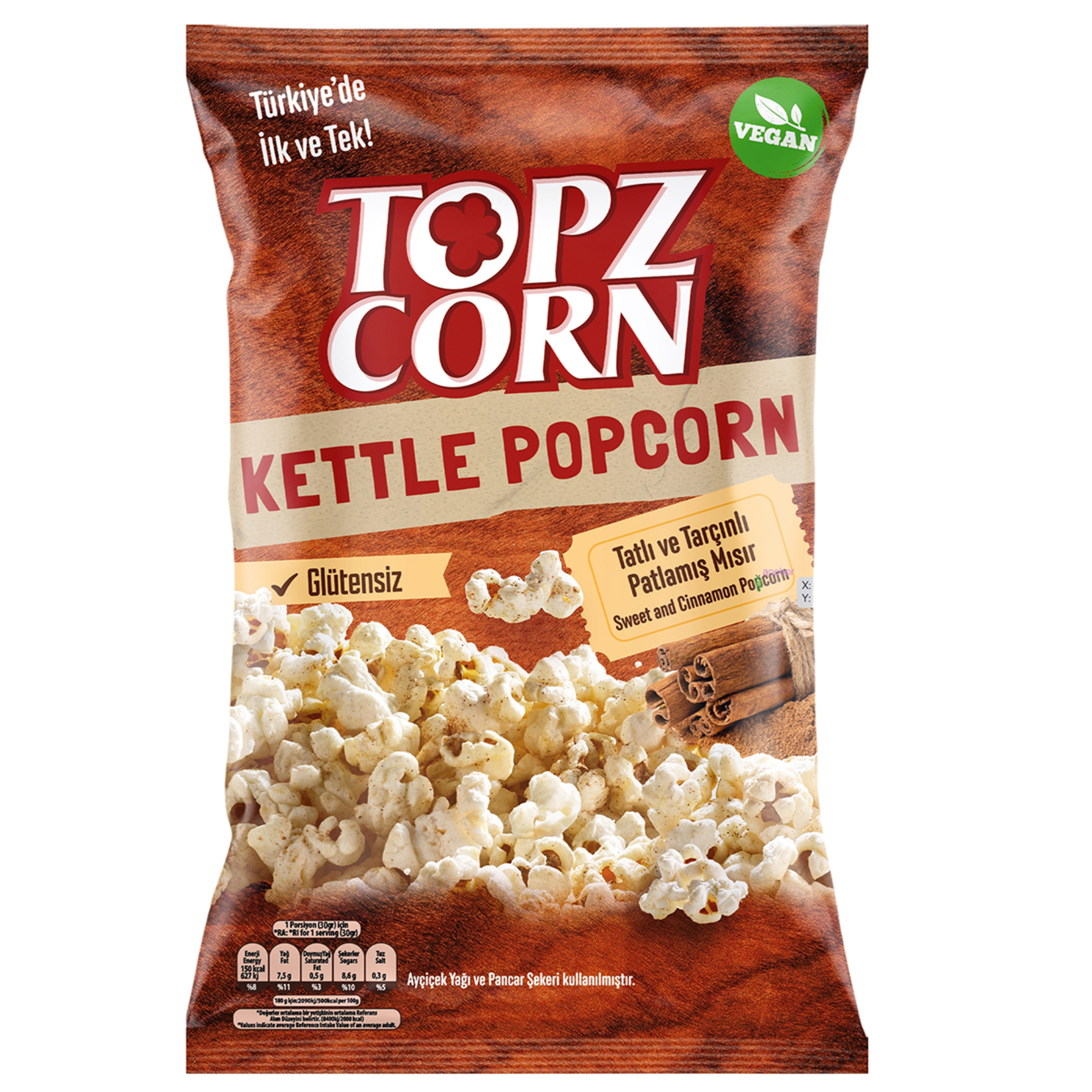 Topzcorn Tatlı & Tarçınlı Glütensiz Kettle Popcorn 160 G