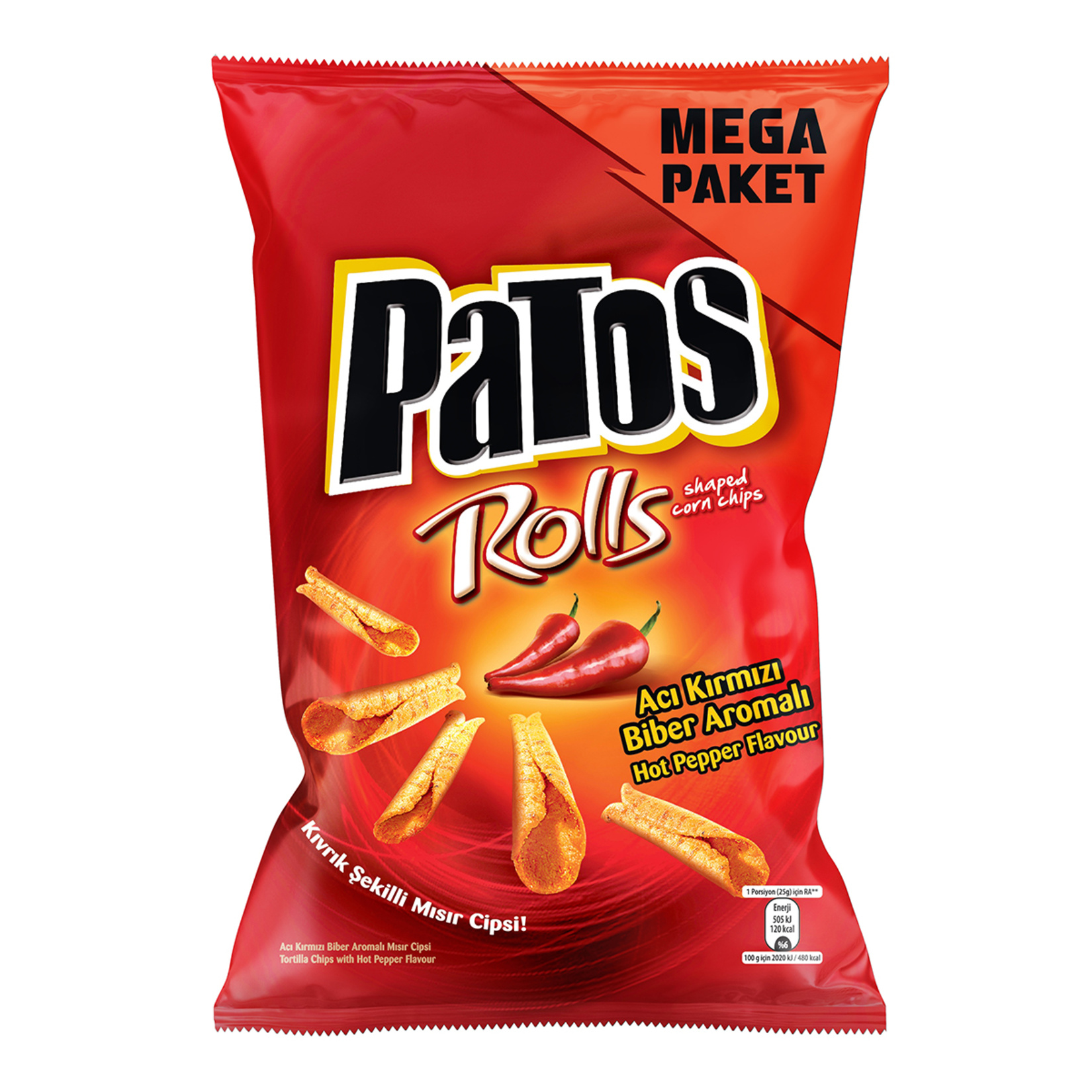 Patos Rolls Acı Mısır Cipsi Mega 220 G