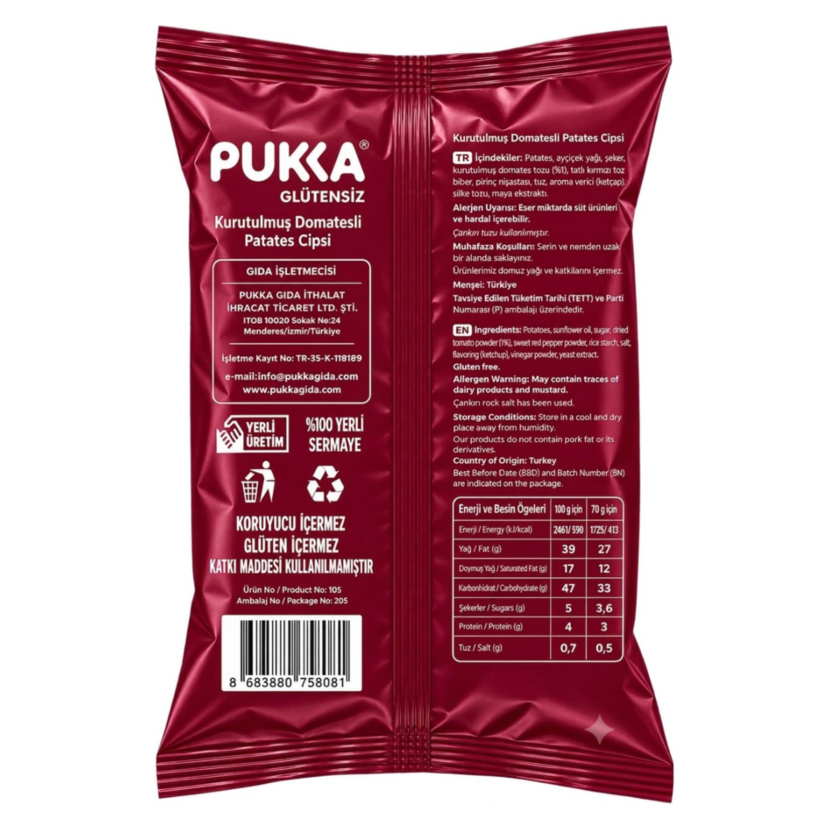 Pukka Kurutulmuş Domatesli Patates Cipsi 70 G - Görsel 2