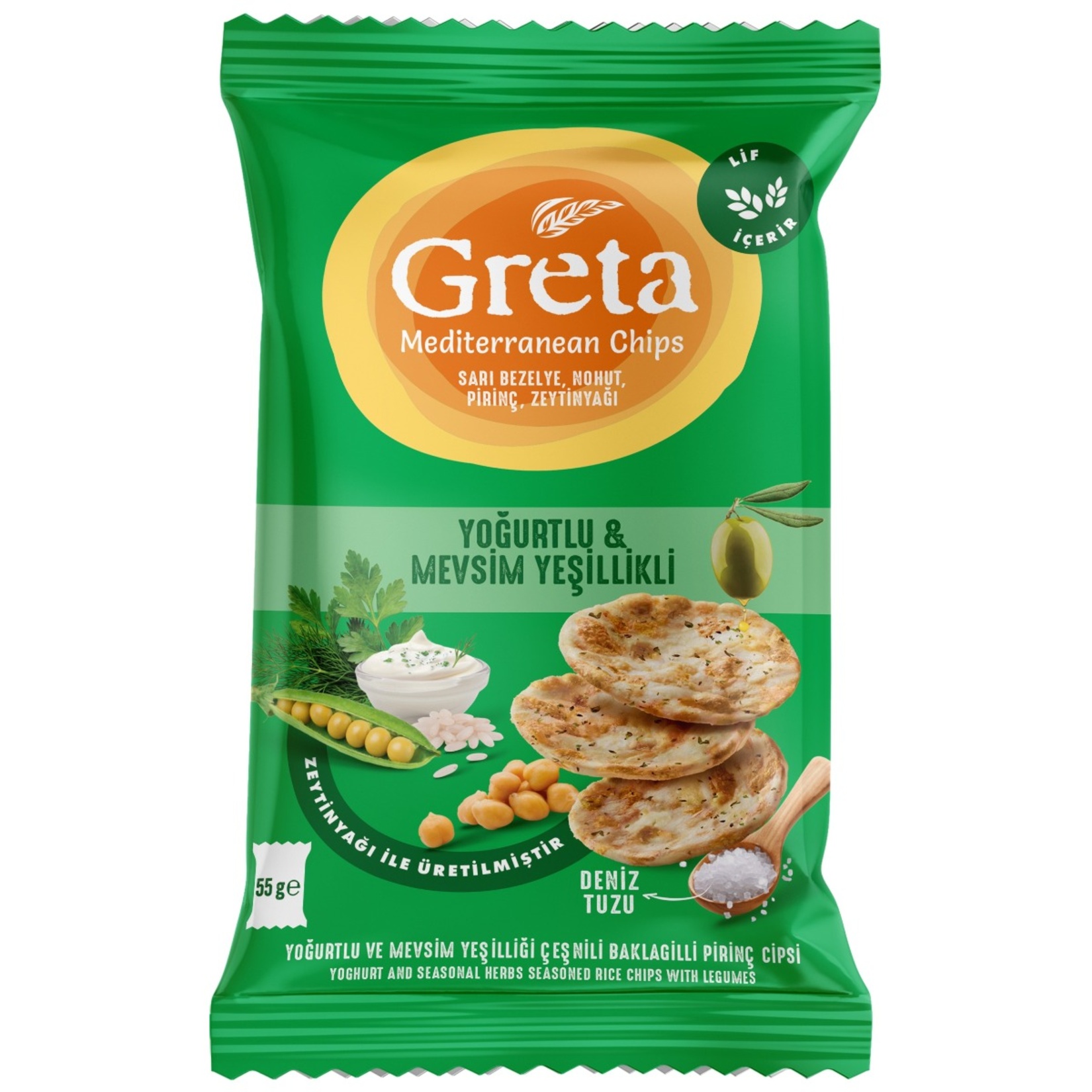 Greta Sebzeli Cips Yoğurt ve Mevsim Yeşillikli 55 G
