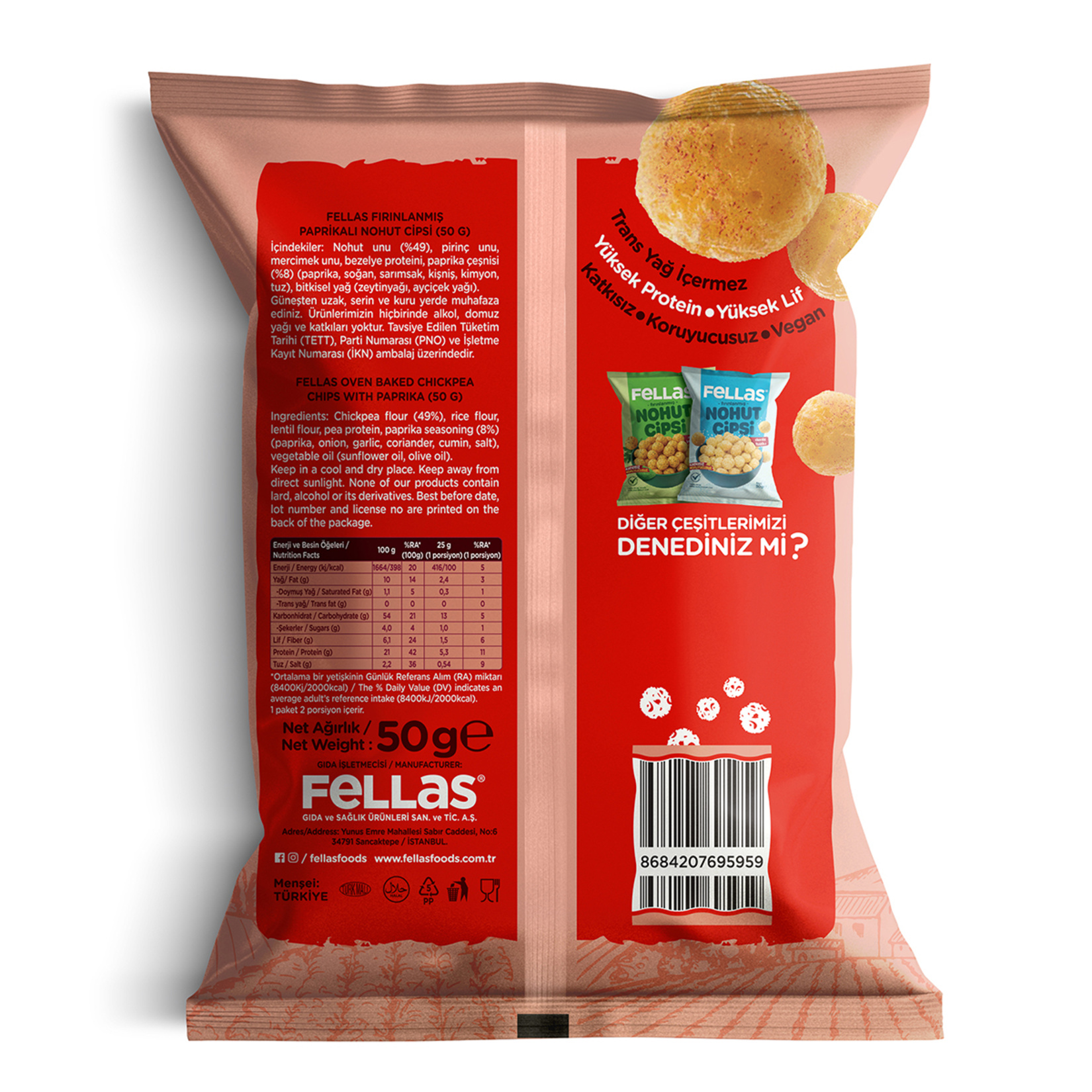 Fellas Paprika Nohut Cipsi 50 G - Görsel 2