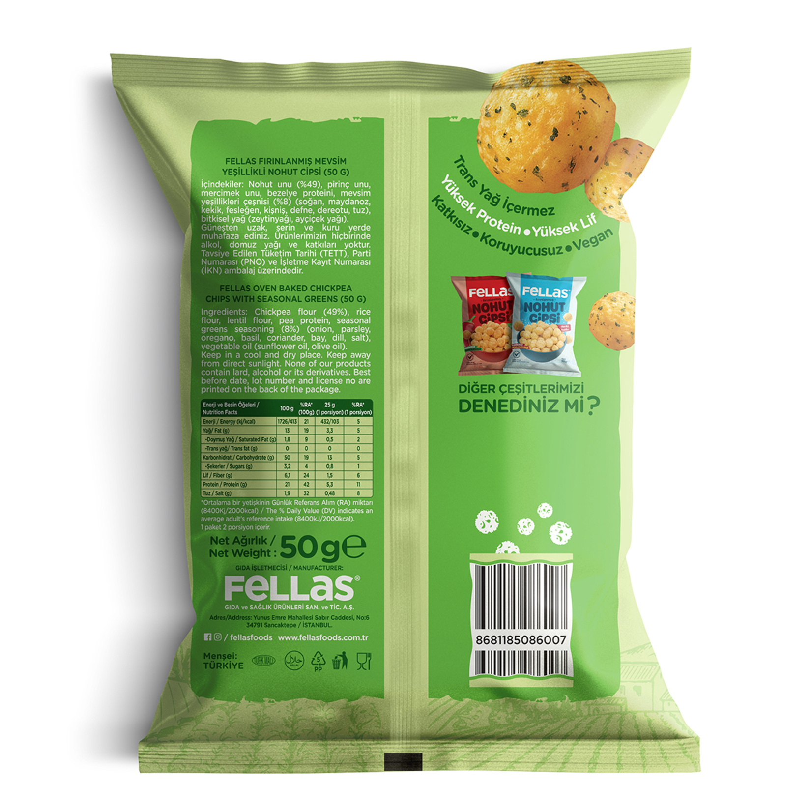 Fellas Mevsim Yeşillikleri Nohut Cipsi 50 G - Görsel 2