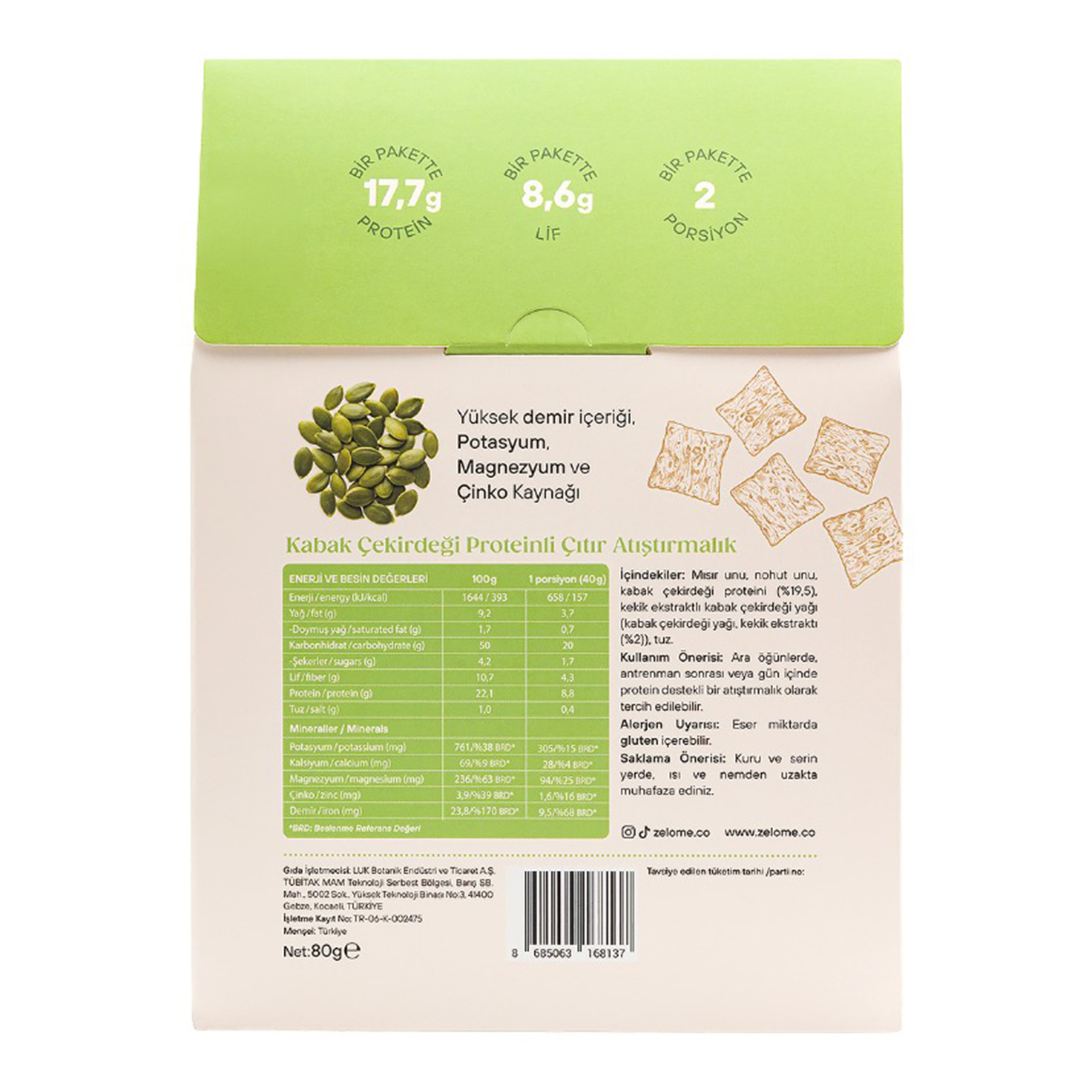 Zelome Kekikli Proteinli Çıtır Atıştırmalık 80 G - Görsel 2
