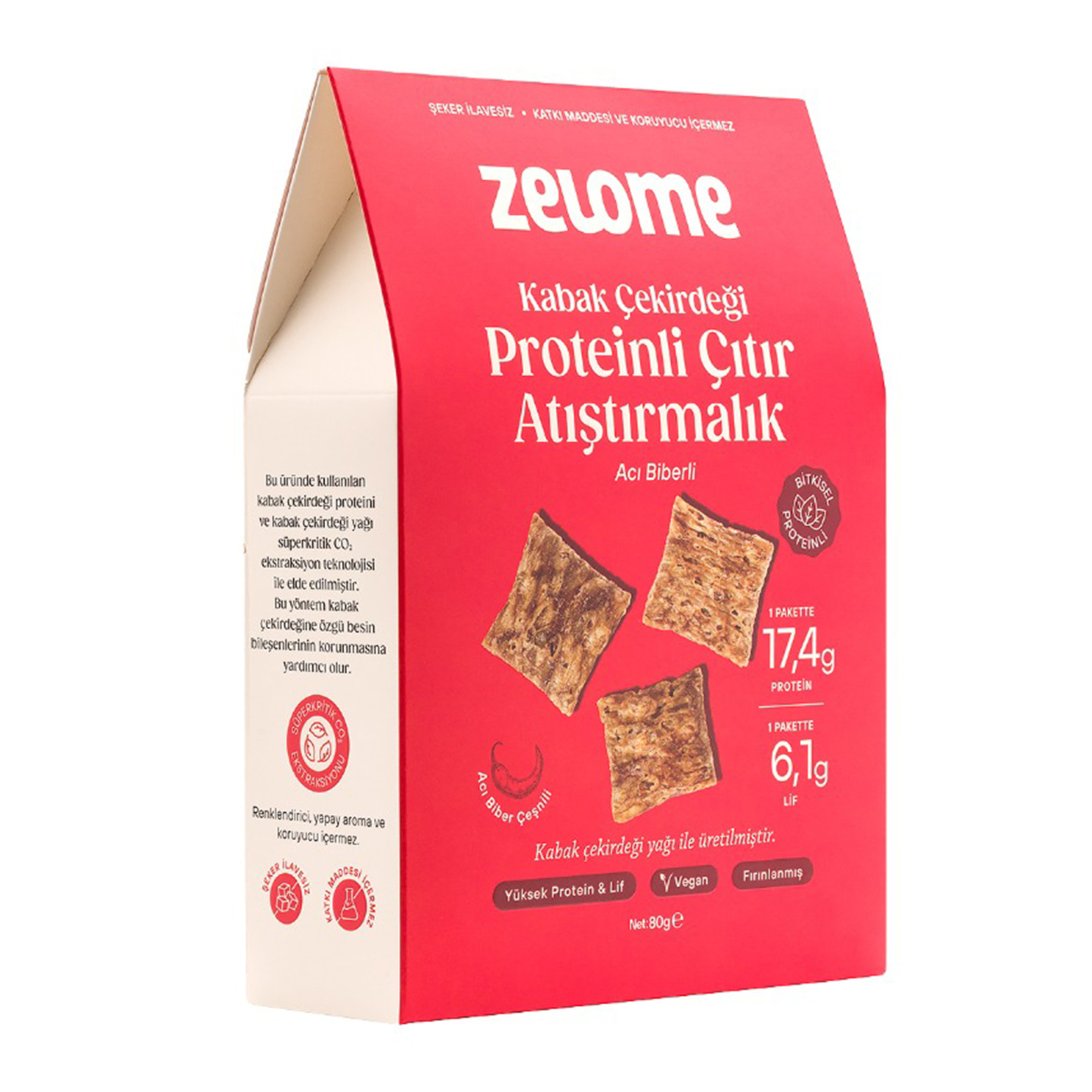 Zelome Acı Biberli Proteinli Çıtır Atıştırmalık 80 G - Görsel 3