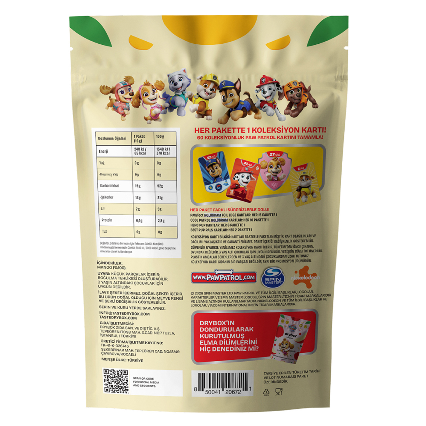 Drybox Paw Patrol Dondurularak Kurutulmuş Mango 16 G - Görsel 2
