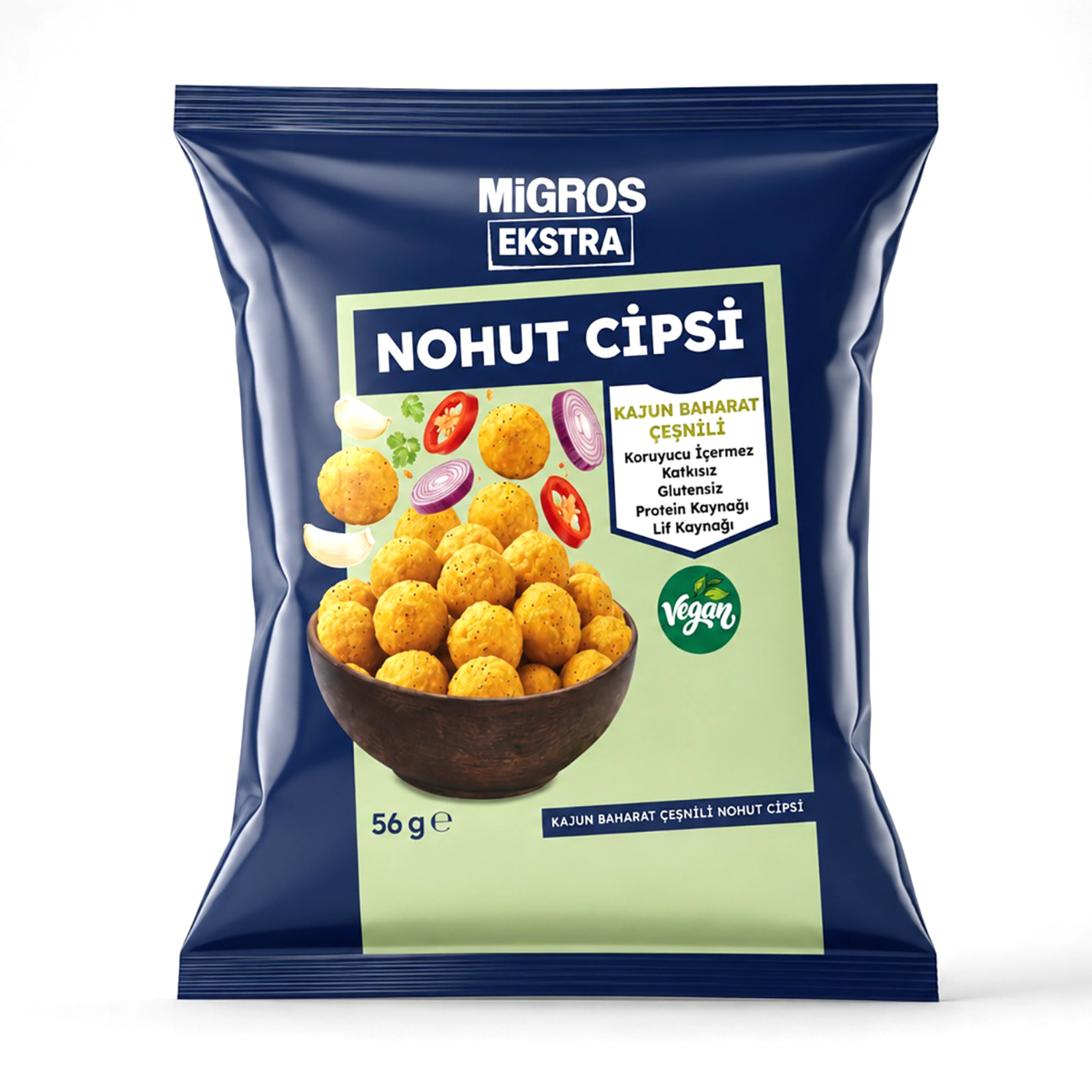 Migros Extra Kajun Baharatlı Nohut Cipsi 56 G