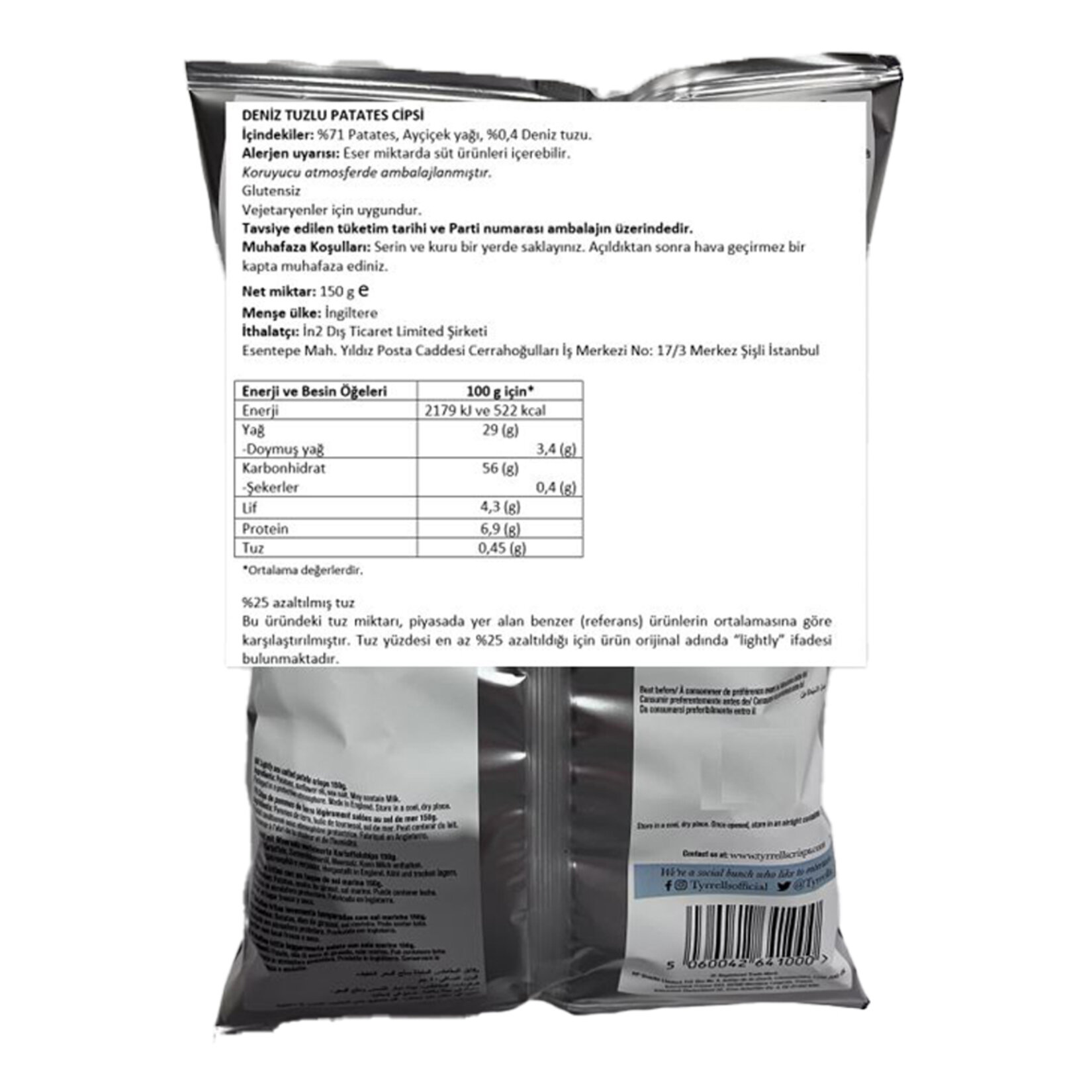 Tyrrells Deniz Tuzlu Patates Cipsi 150 G - Görsel 2