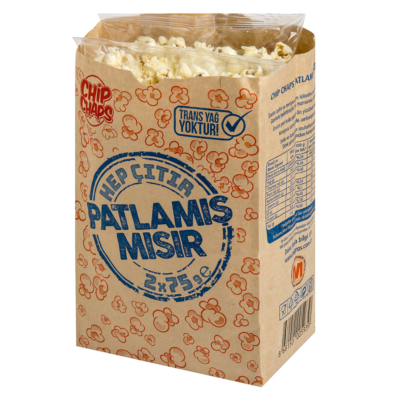 Chip Chaps Patlamış Mısır 2X75 G