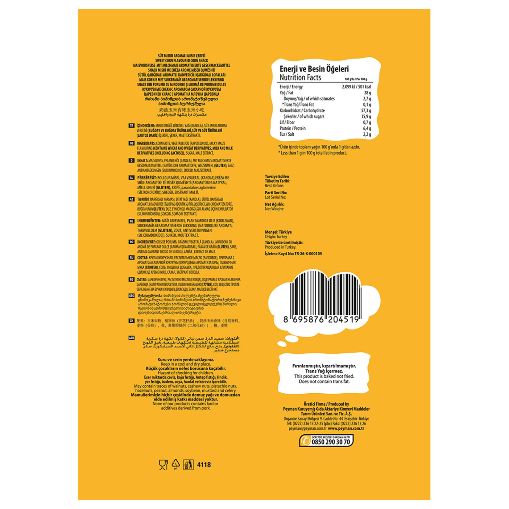 Peyman Nutzz Popzz Süt Mısır Aromalı Mısır Çerezi 100 G - Görsel 2