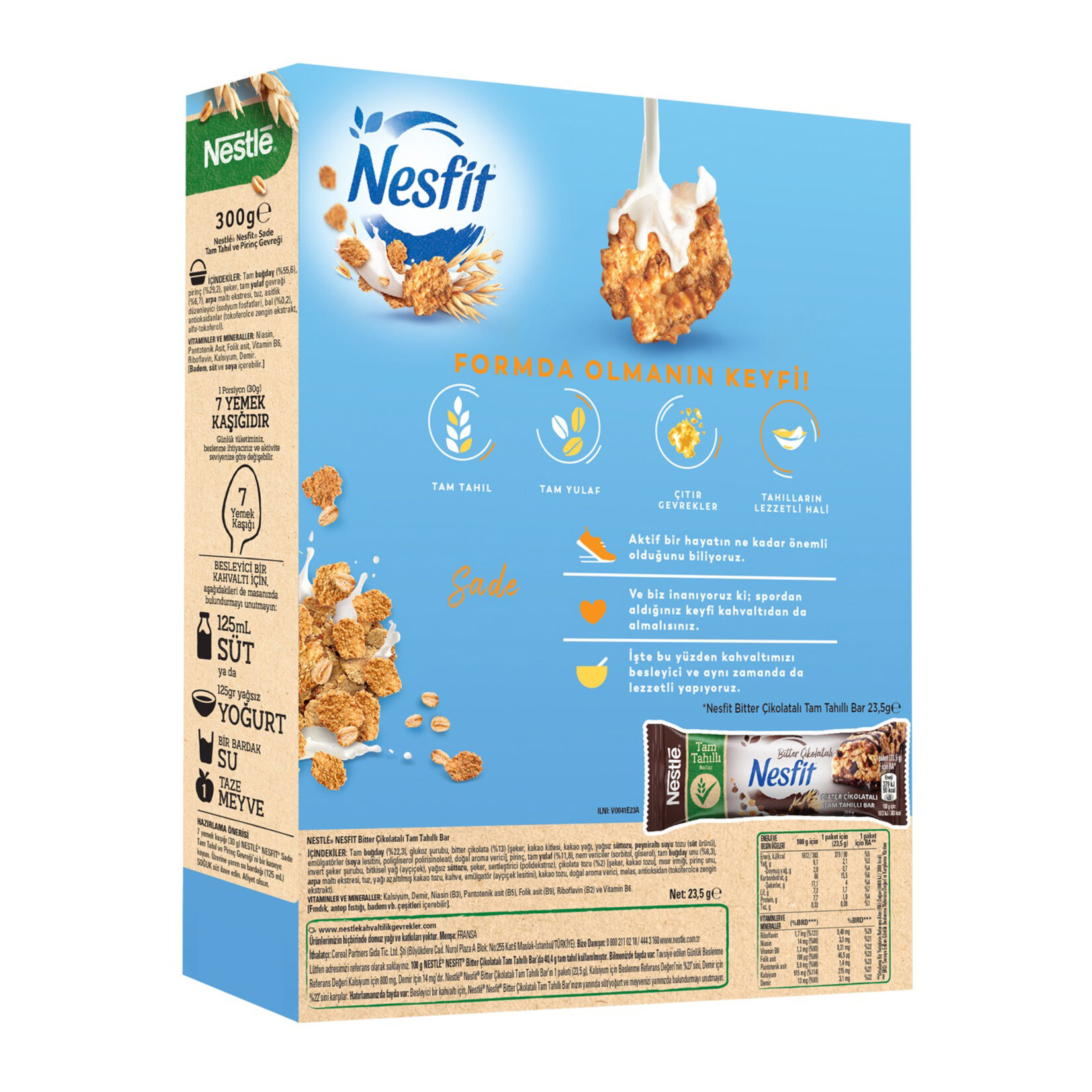 Nesfit Sade Çikolatalı Bar Hediyeli Tahıl Gevreği 300G - Görsel 2