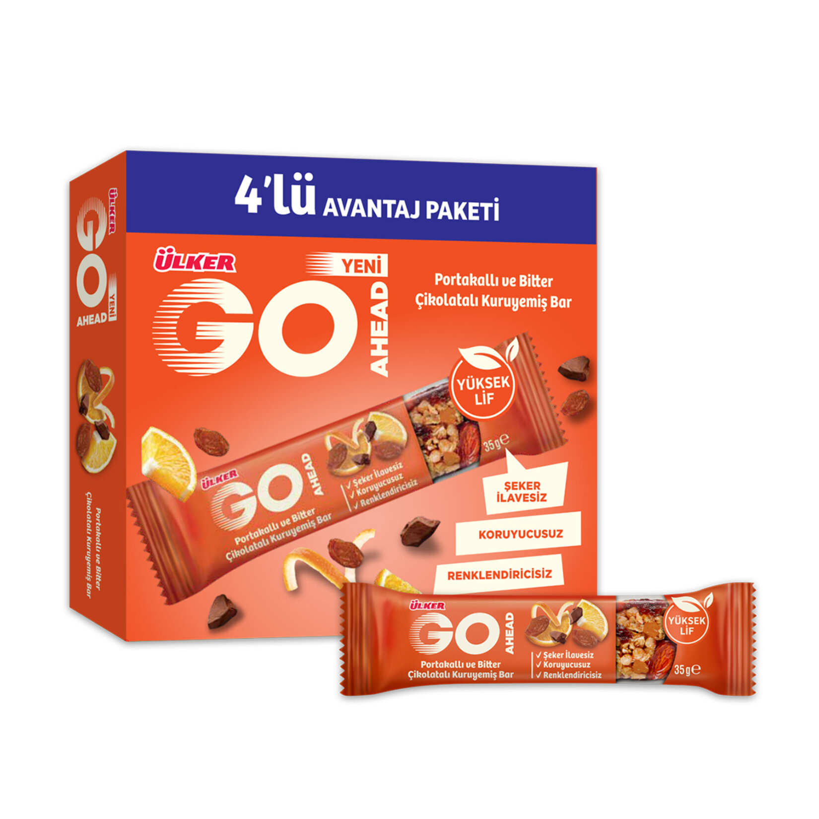 Ülker Go Ahead Portakallı Kuruyemiş Bar 4 x 35 G