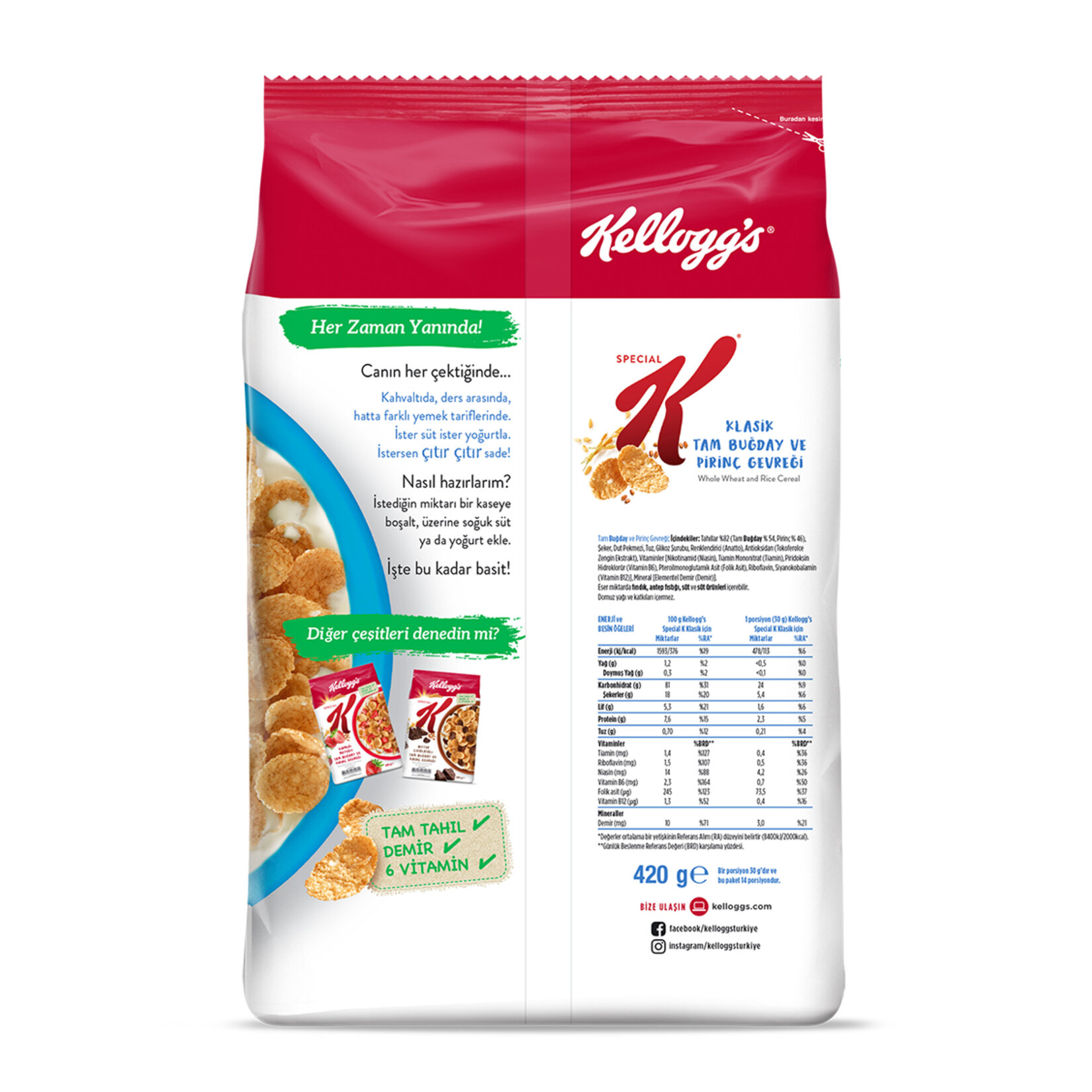 Kellogg's Special K Klasik Tam Buğday ve Pirinç Gevreği 420 G - Görsel 2