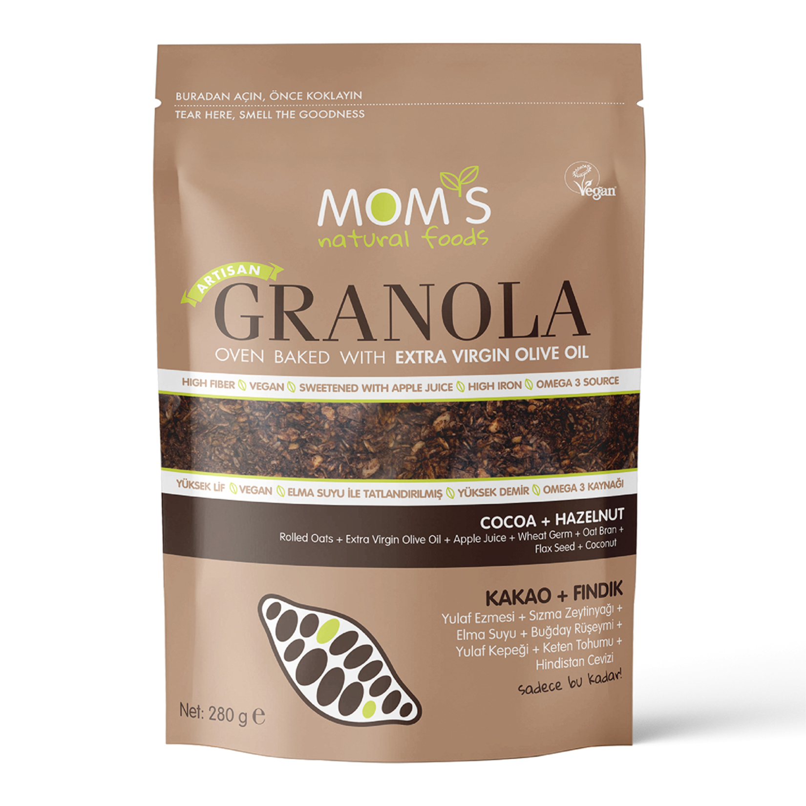 Mom's Kakaolu Fındıklı Granola 280 G - Görsel 1