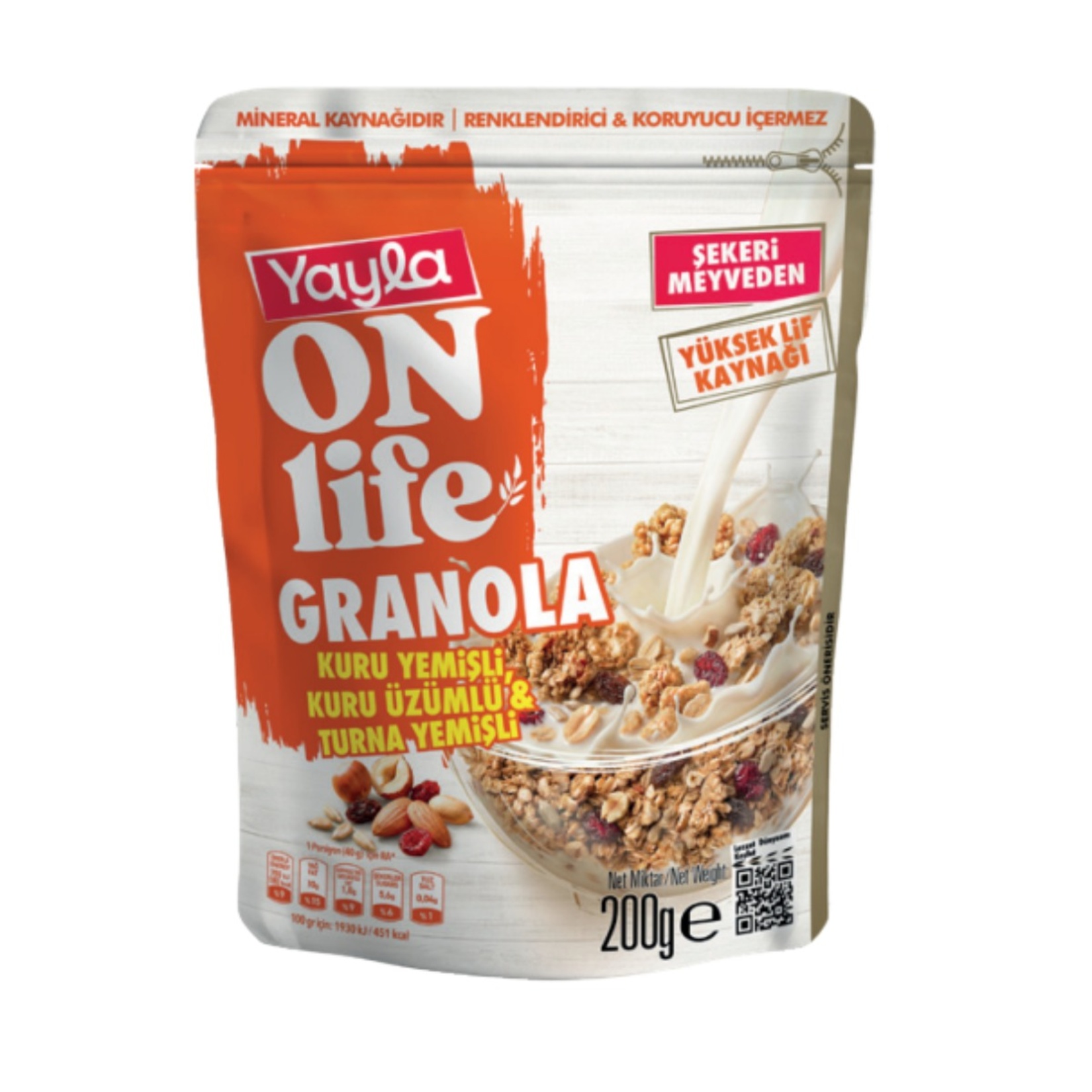 Yayla Onlife Kuru Üzümlü Turnayemişli Granola 200 G