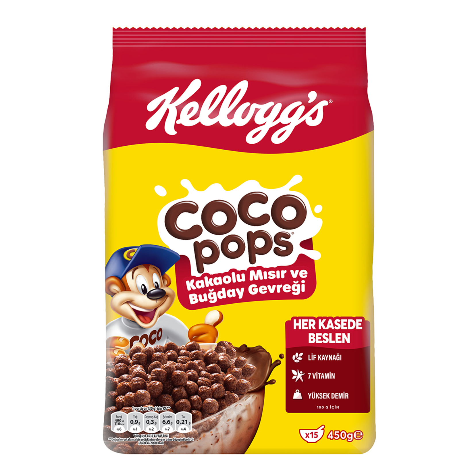 Kellogg's Coco Pops Kakaolu Mısır ve Buğday Gevreği 450 G - Görsel 1