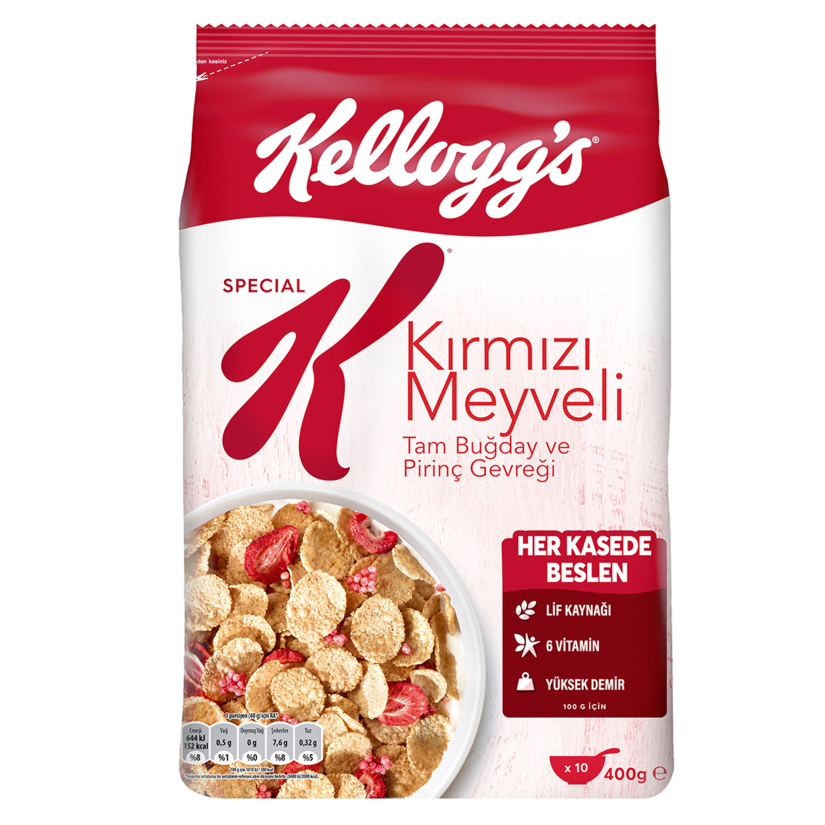 Kellogg's Special K Kırmızı Meyveli Tam Buğday ve Pirinç Gevreği 400 G - Görsel 1