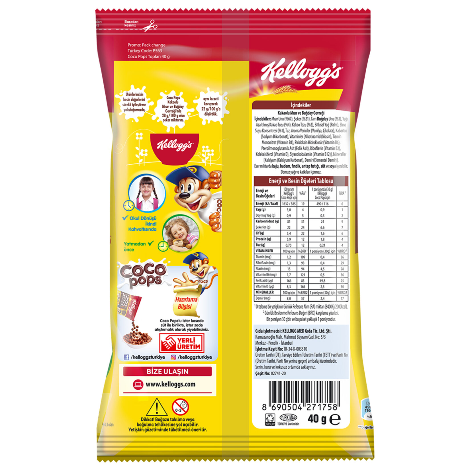 Kellogg's Coco Pops Kakaolu Mısır ve Buğday Gevreği 40 G - Görsel 2