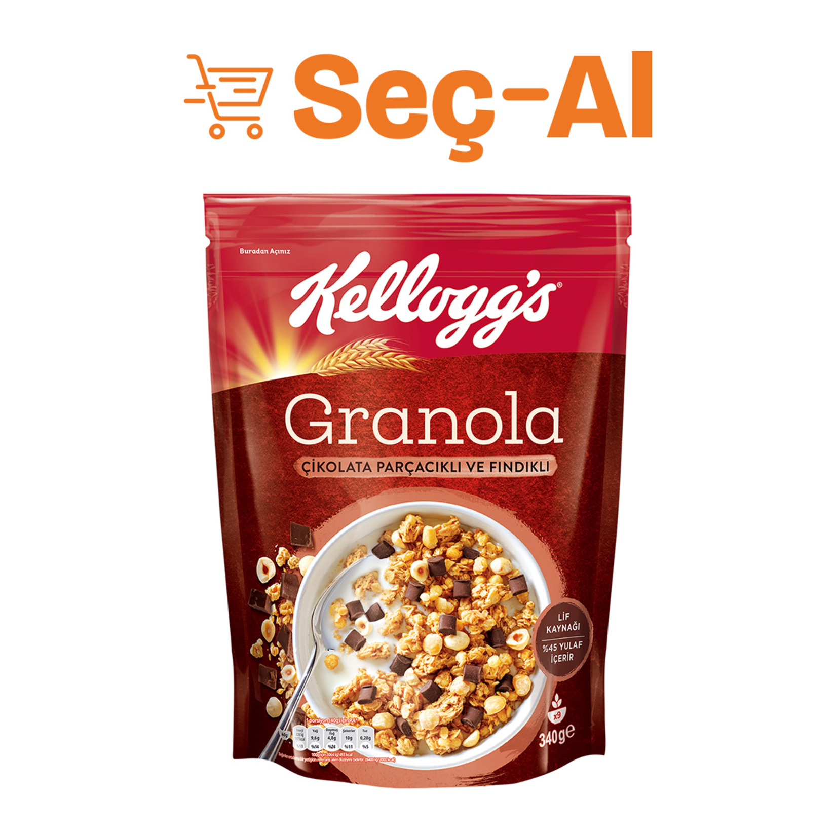 Kellogg's Granola Çikolata Parçacıklı Ve Fındıklı 340 G - Görsel 1