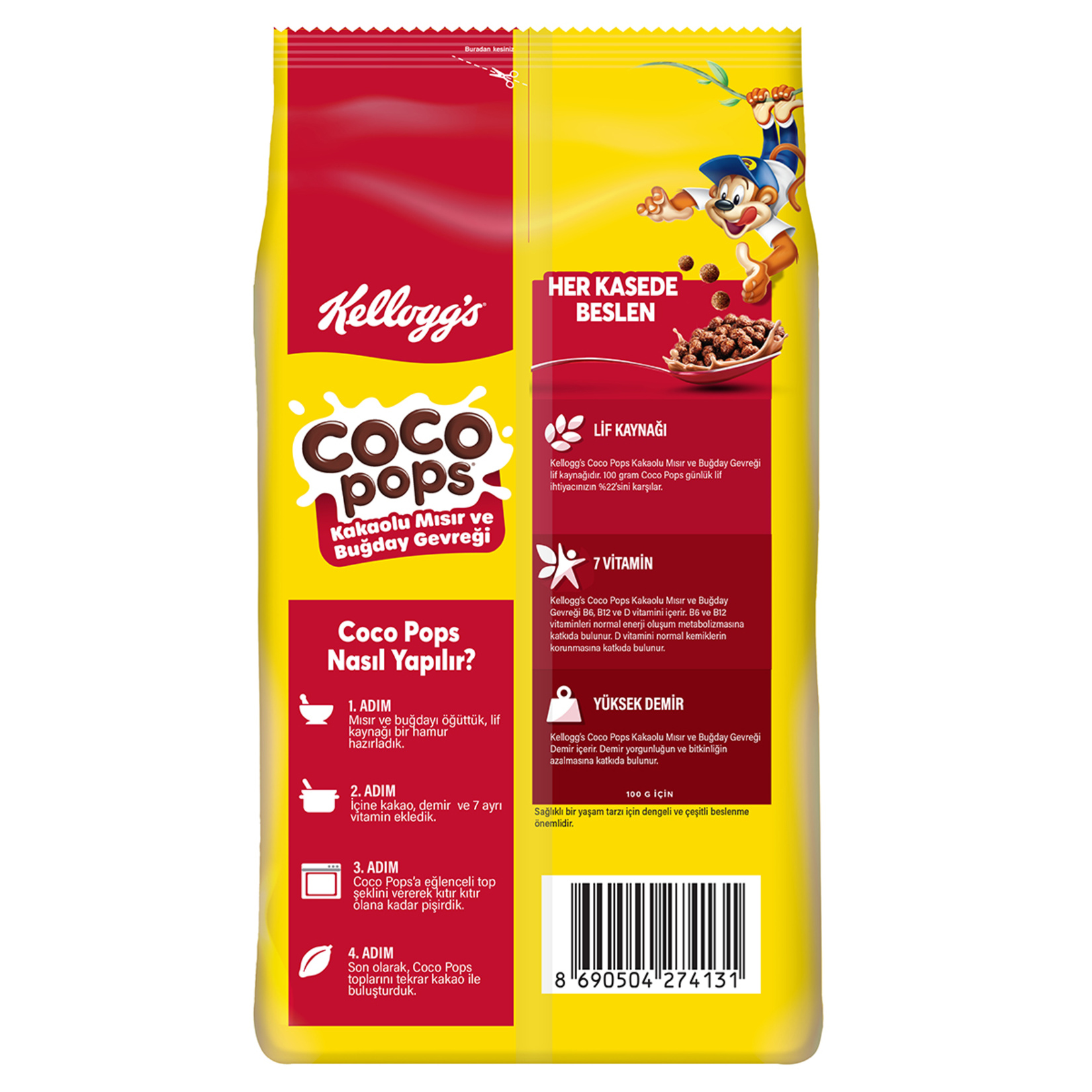 Kellogg's Coco Pops Kakaolu Mısır ve Buğday Gevreği 1000 G - Görsel 2