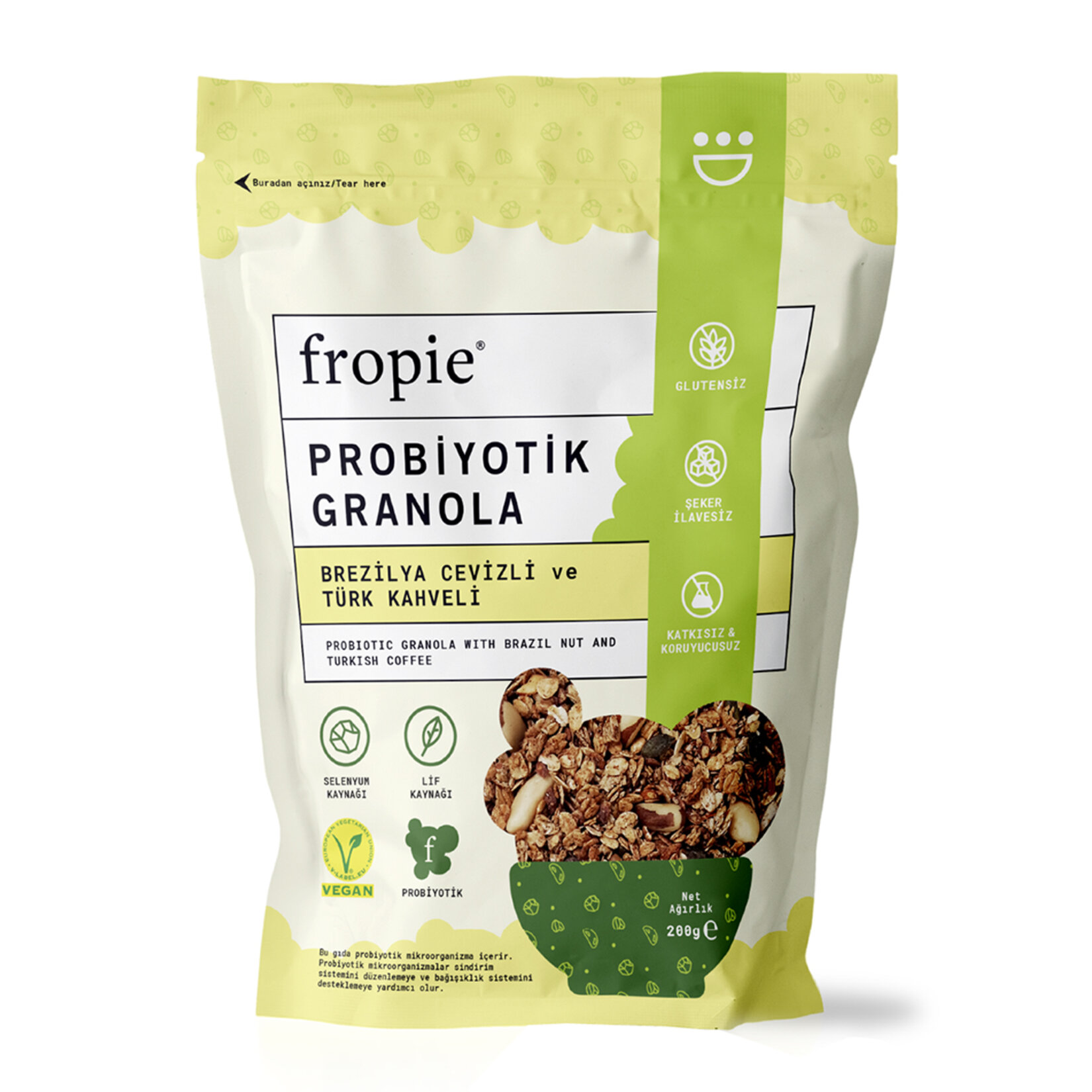 Fropie Brezilya Ceviz&Türk Kahveli Probiyotik Granola 200 G - Görsel 1