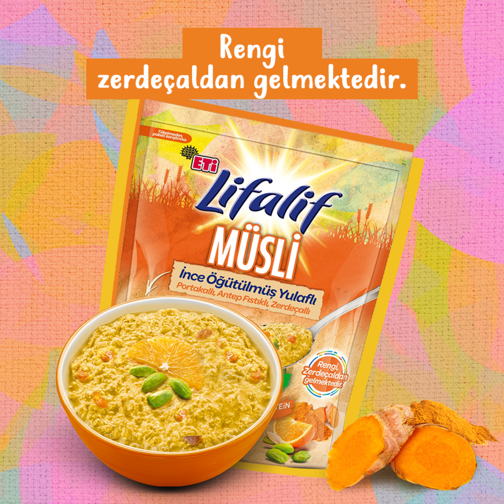 Eti Lifalif Portakal Antep Fıstıklı Zerdeçal İnce Müsli 250 G - Görsel 3