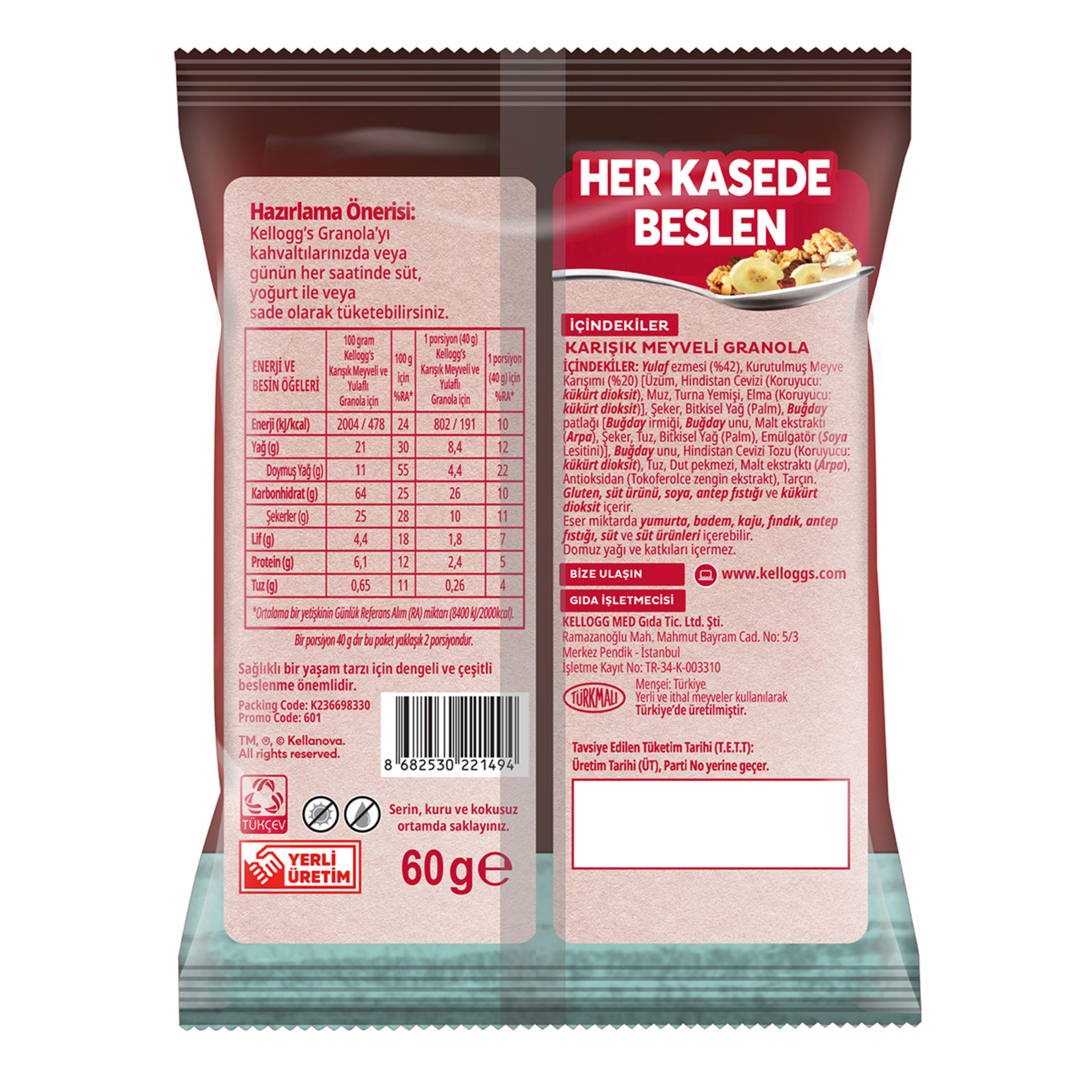 Kellogg's Granola Karışık Meyveli 60 G - Görsel 2