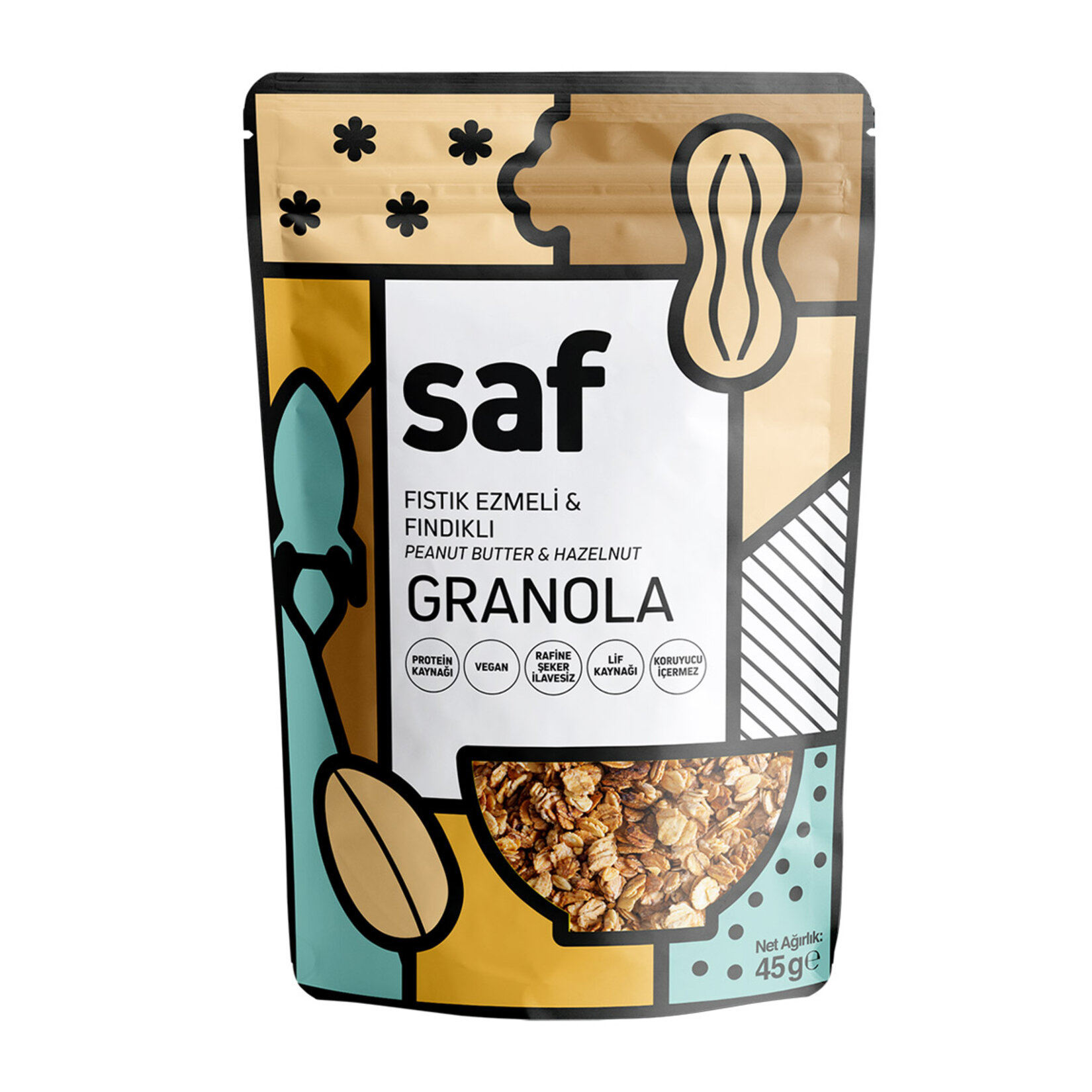 Saf Fıstık Ezmeli & Fındıklı Granola 45 G