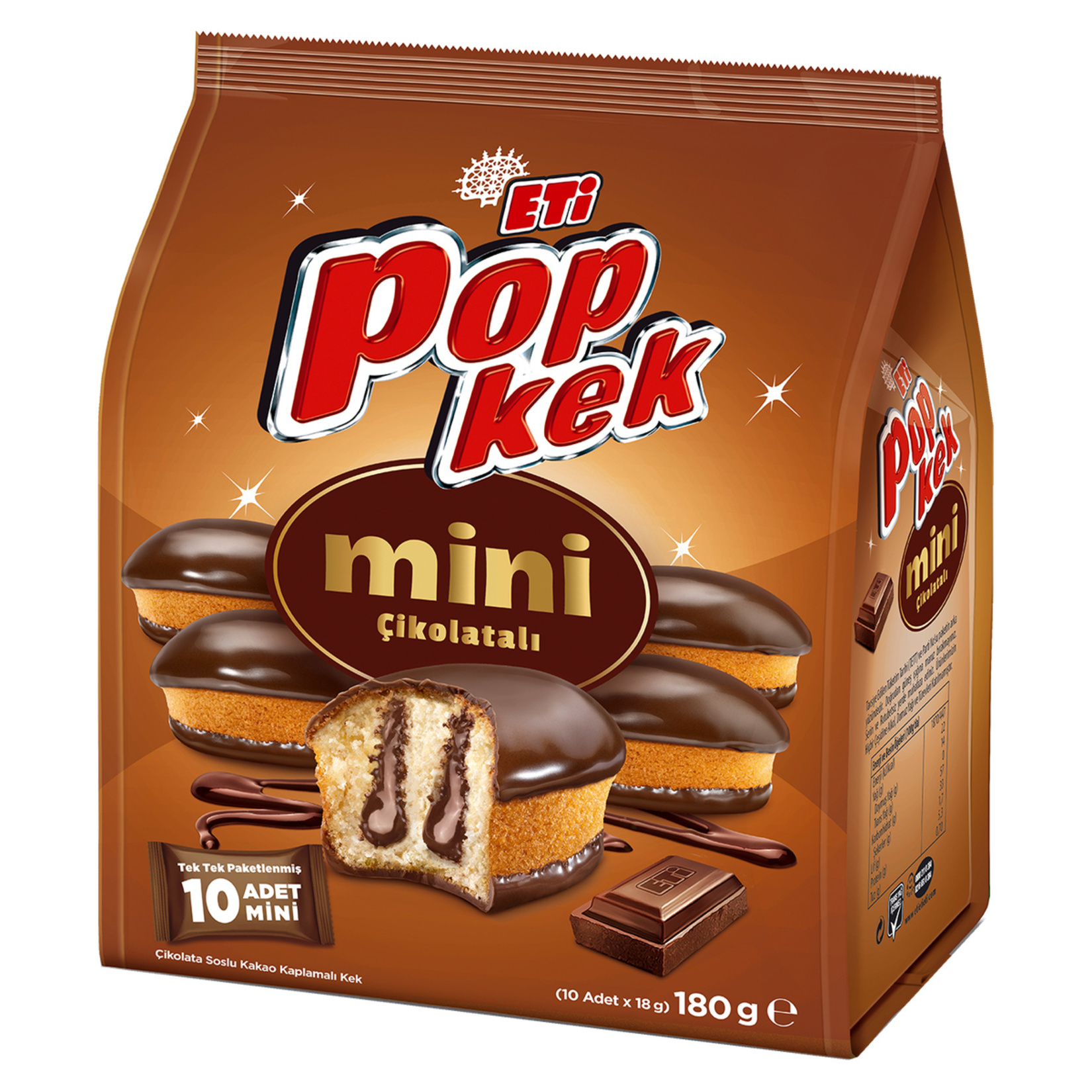 Eti Popkek Mini Çikolata Soslu Kakao Kaplamalı Kek 180 G - Görsel 1