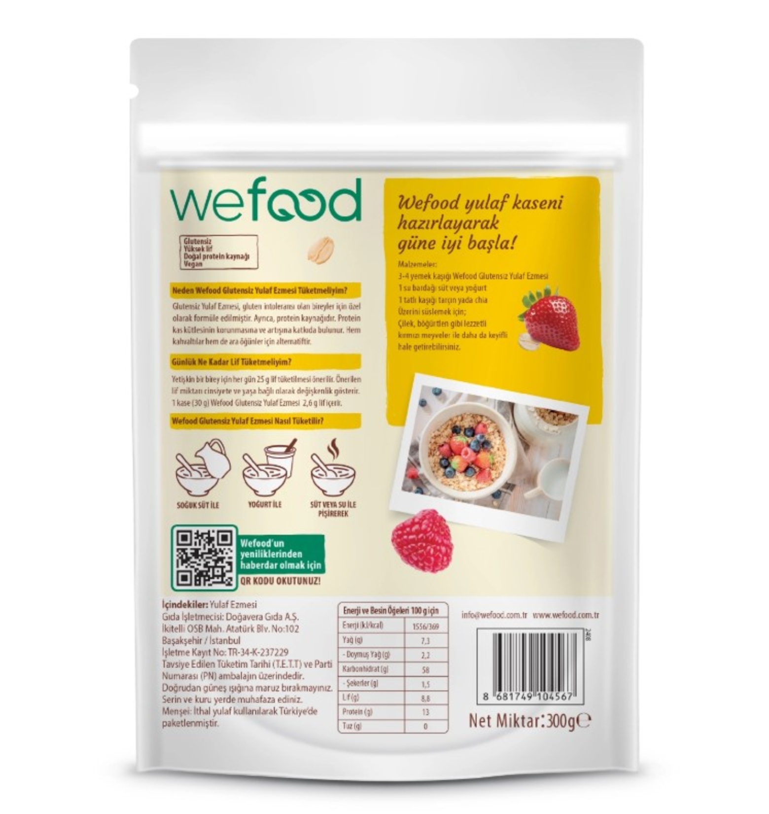 Wefood Glütensiz Yulaf Ezmesi 300 G - Görsel 2