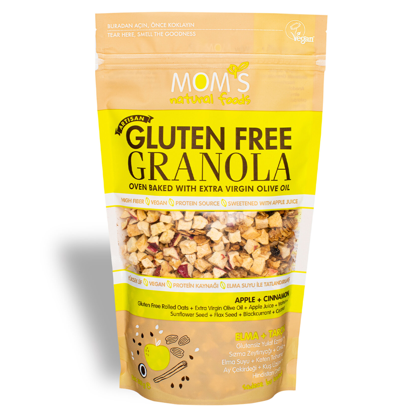 Mom's Glutensiz Elmalı Tarçınlı Granola 300 G