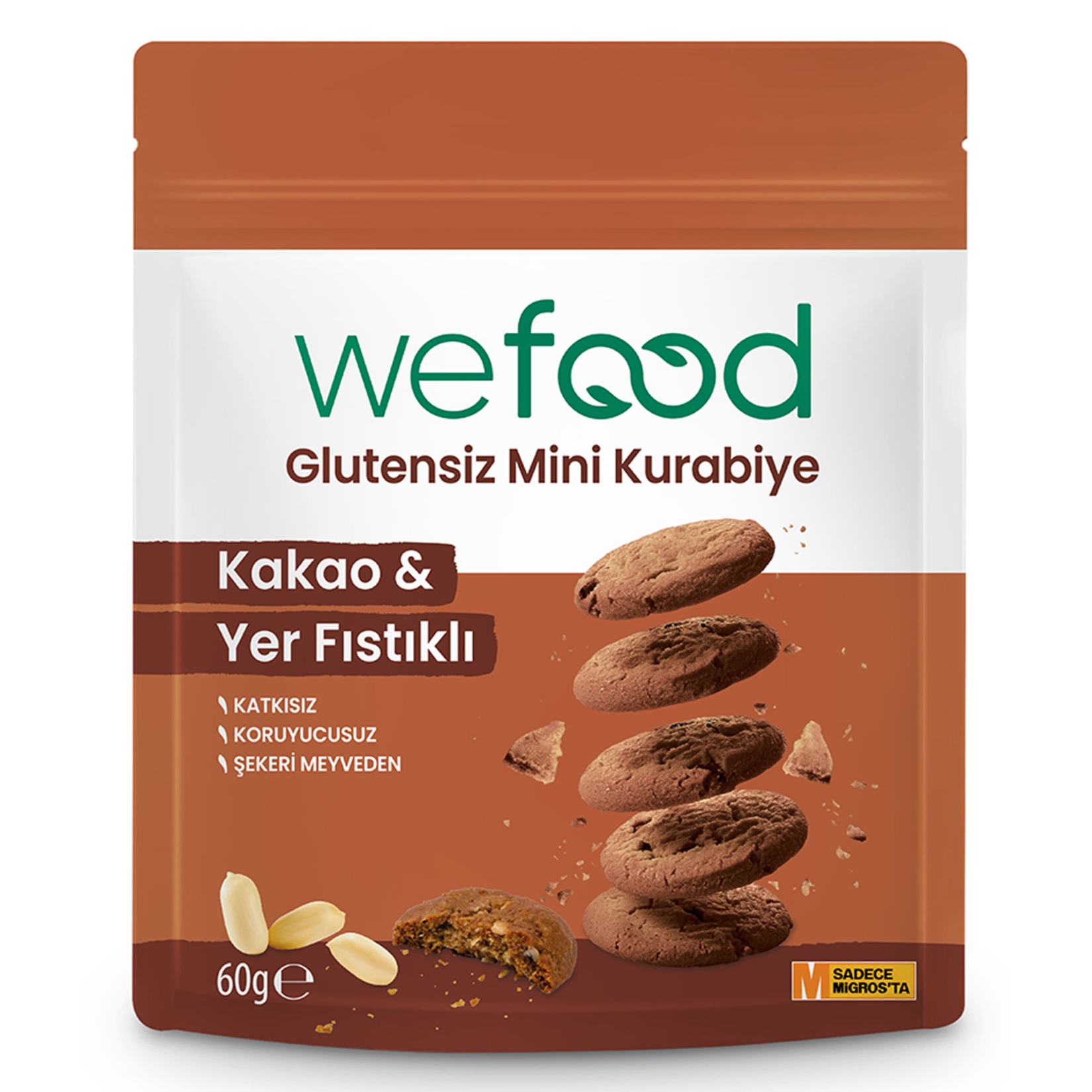 Wefood Kakao & Yer Fıstığı Glutensiz Mini Kurabiye 60 G