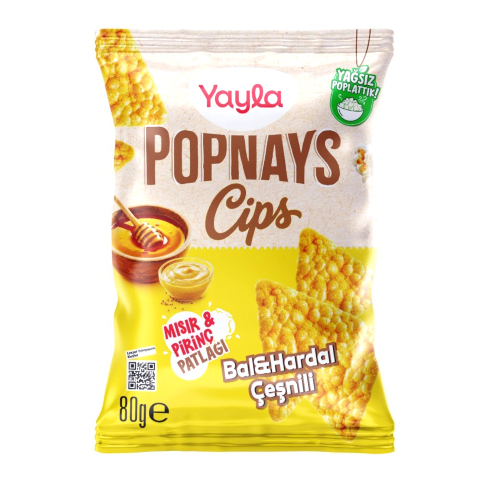 Yayla Popnays Cips Mısır Pirinç Patlağı Bal&Hardal 80 G