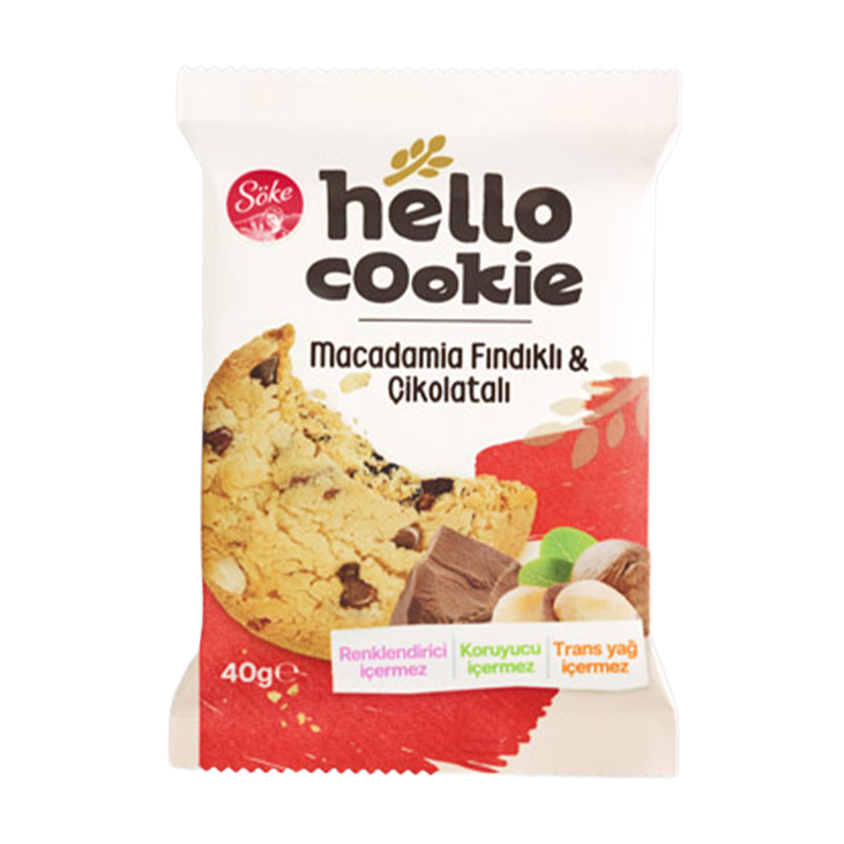 Söke Hello Cookie Macadamia Fındıklı Çikolatalı Cookie 40 G