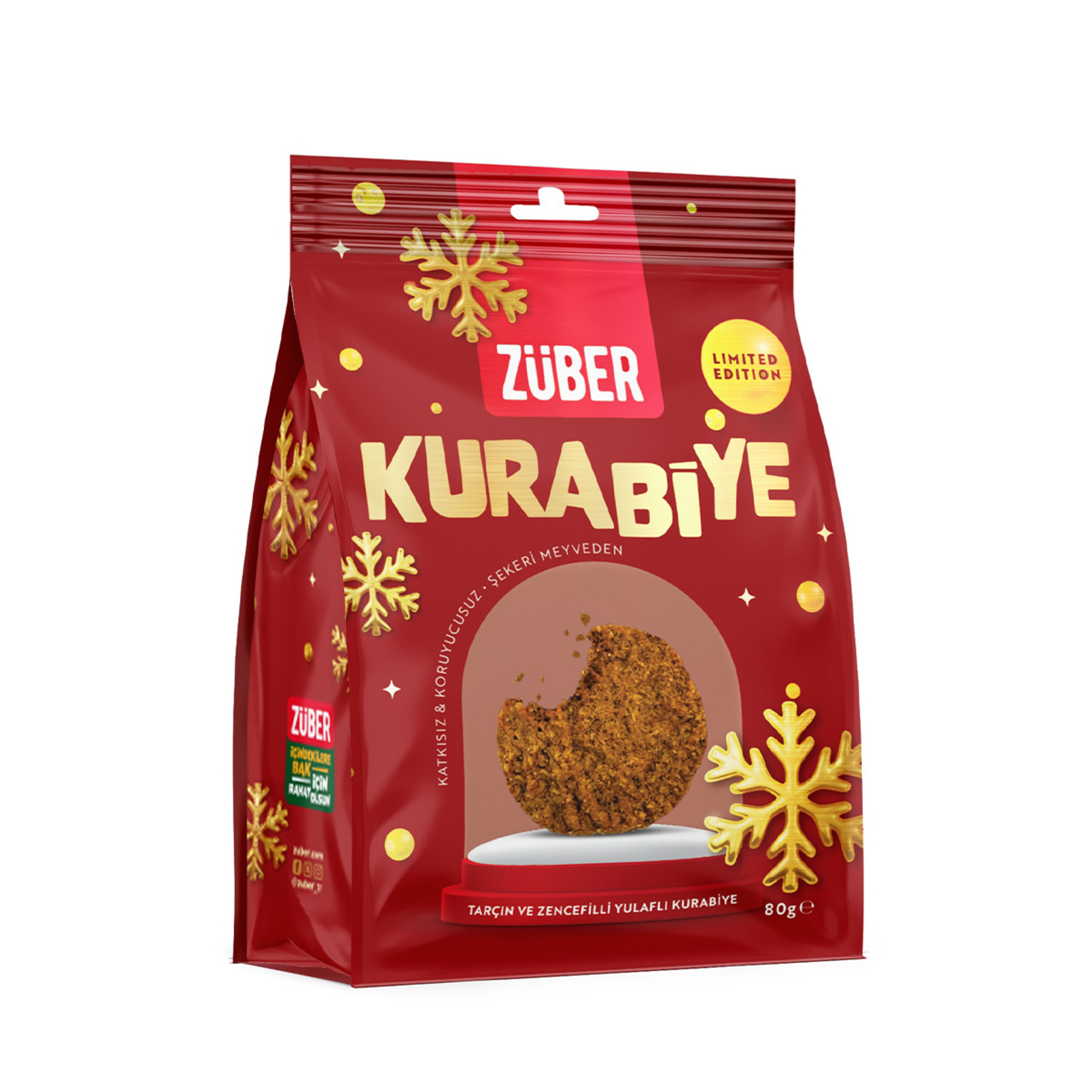 Züber Yulaflı Tarçınlı ve Zencefilli Kurabiye 80 G - Görsel 1