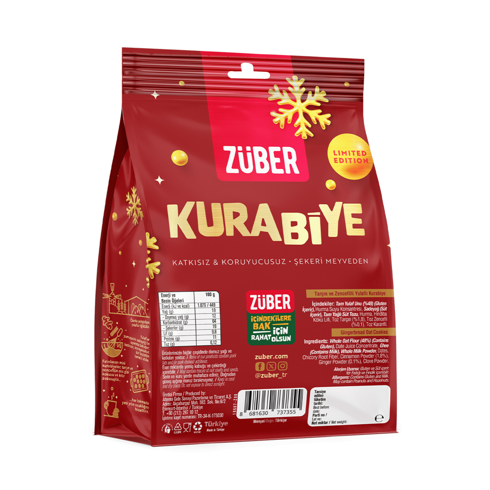 Züber Yulaflı Tarçınlı ve Zencefilli Kurabiye 80 G - Görsel 2